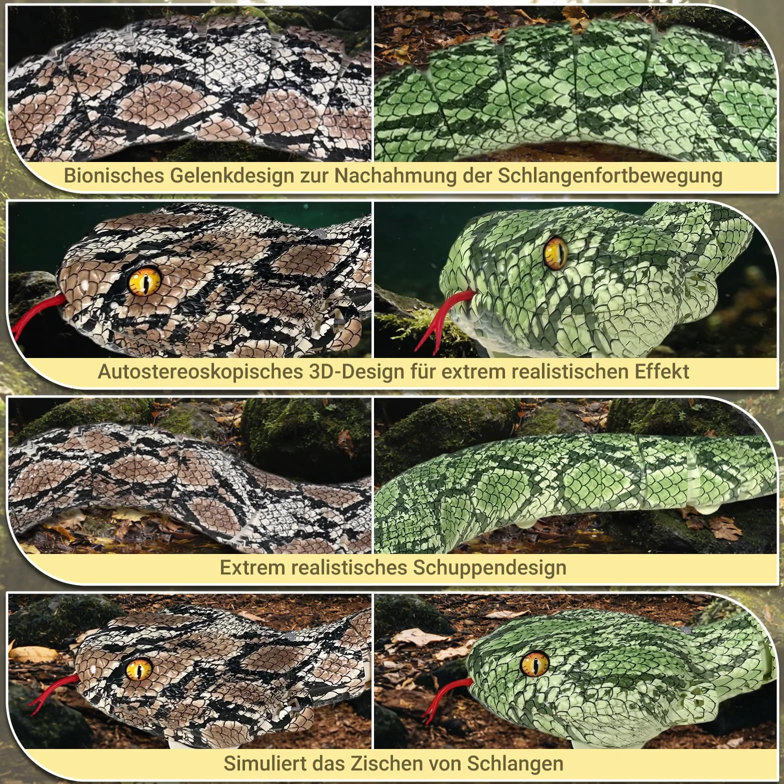 HILKKET Serpiente Teledirigida, Serpiente pitón Teledirigida de 64 cm, Juguete eléctrico de Serpiente para Tierra y Agua a 5 km/h, Juguete Impermeable para Piscina, Juguete Acuático para Niños