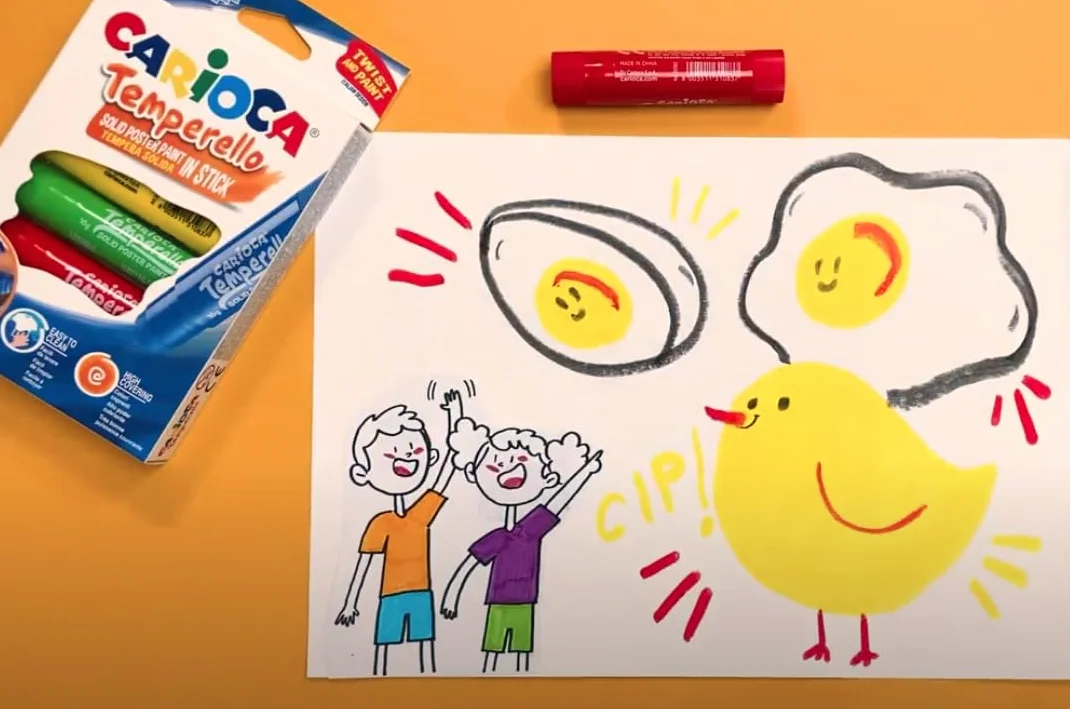 Carioca Temperello | Caja de 24 Témperas Sólidas en Barra | 24 Colores Brillantes y Mezclables | Secado Rápido sin Arrugar el Papel | Pintura Multisuperficie para Madera, Cartón y Cartulina