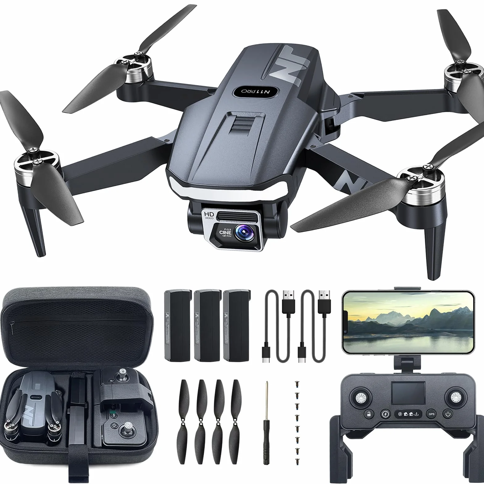 NAFYRE N11 PRO Dron GPS con Cámara 4K HD 90 min vuelo motor sin escobillas transmisión 5G FPV