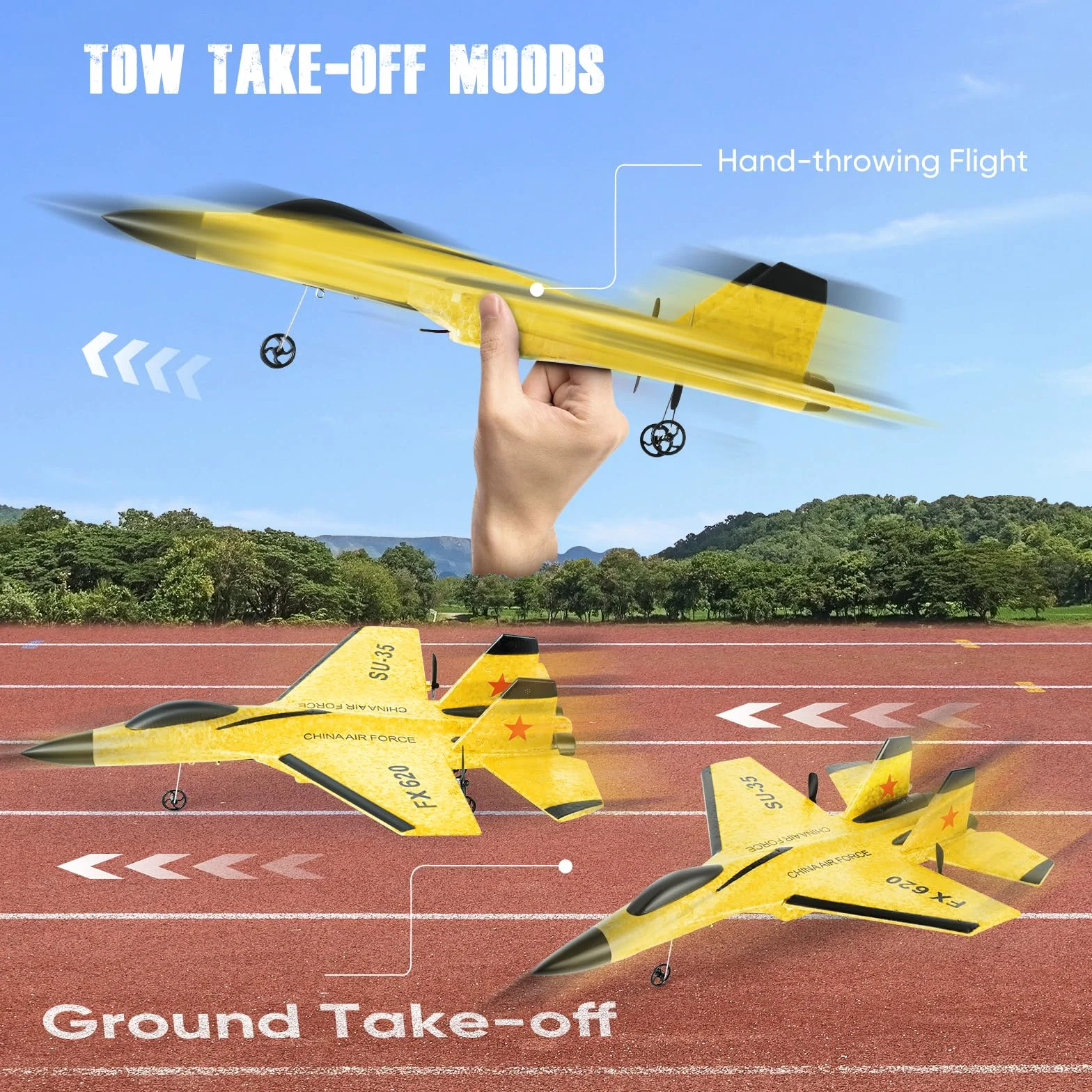 Avión de Control Remoto, Avión RC de 2,4GHz, 2 Modos de Inicio, Aviones de Control Remoto con Sistema de Vuelo Giroscópico de 3 Ejes, Luz Nocturna LED y Carga USB para Principiantes y Niños
