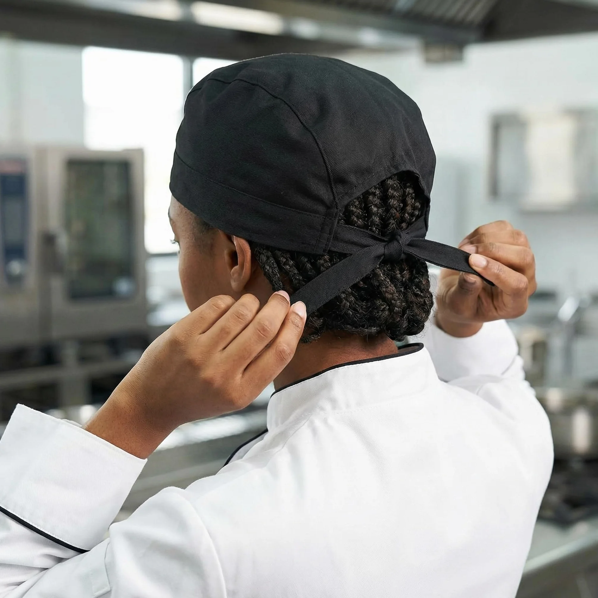 Gorros Cocinero Estilo Pirata Negro, Bandana Chef Ajustable a Tiras, Gorro Cocina Transpirable Unisex