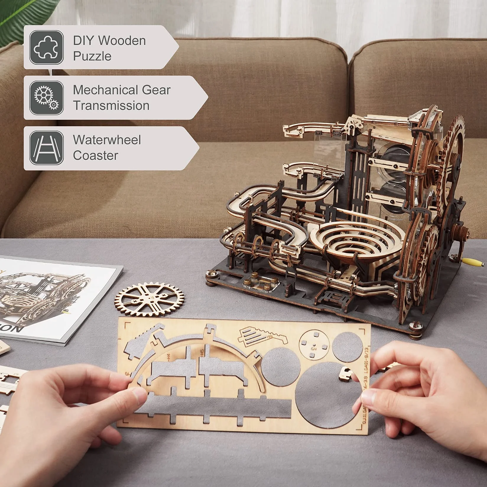 ROBOTIME Marble Run 3D Maquetas Madera Modelo De Kits para Adultos para Laser Cut Puzzle Construir Montar Construcción Artesanía Jigsaw Cumpleaños o Día de los Reyes Magos Ciudad Noche