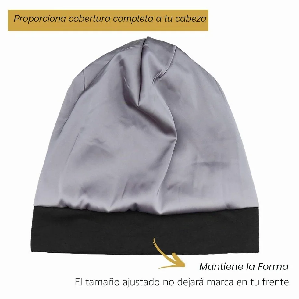 FocusCare ADJUST-1 Gorro de dormir ajustable con forro de satén para rastas y pelo rizado, Talla L, Negro