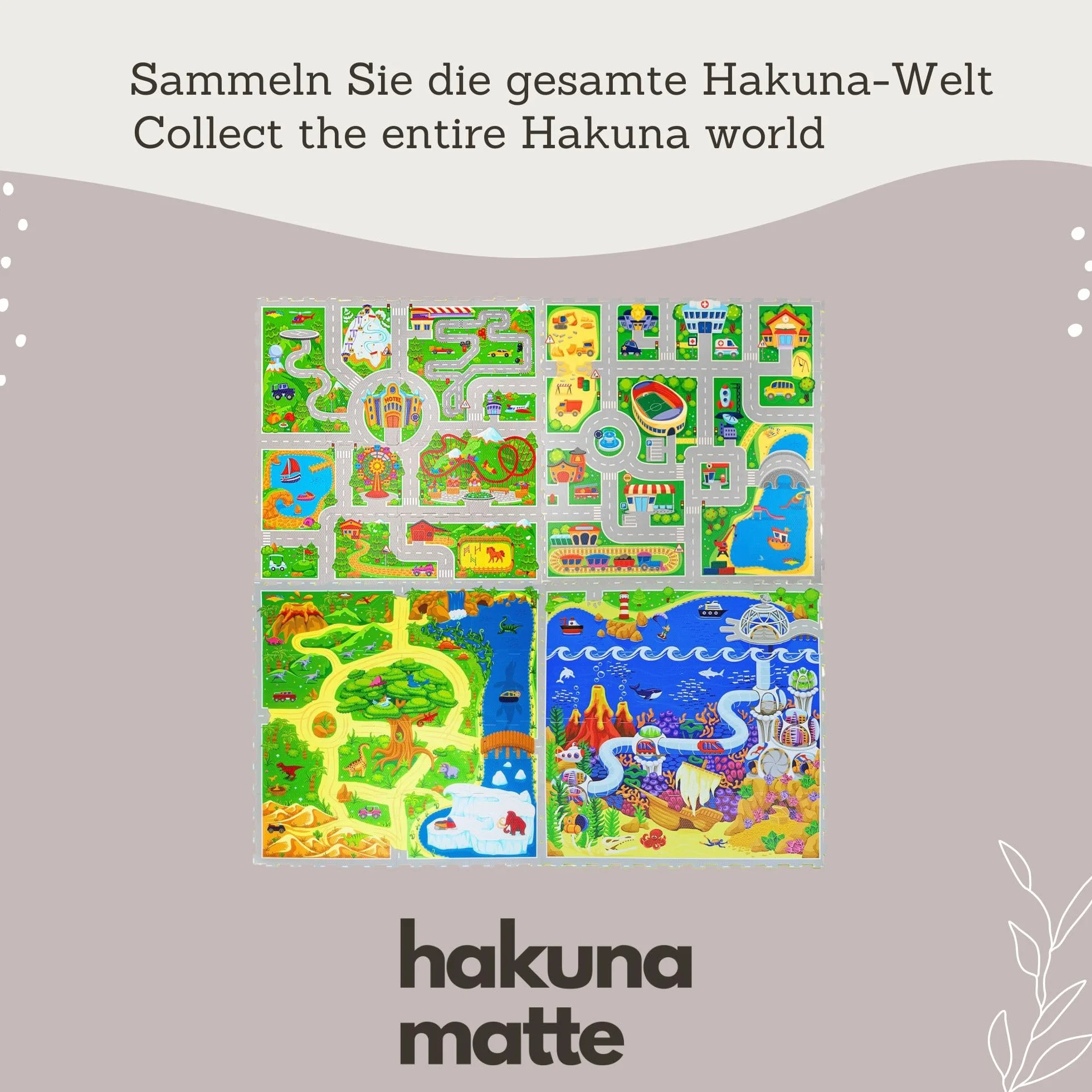 Hakuna Matte Alfombra Infantil Puzzle Diseño Coches 1,2 x 1,2m- 16 Piezas Interconectadas para el Piso - Alfombra Puzzle 20% + Gruesa – Certificado EN-71 Sin Olor – Empaque Caja de Cartón Reciclable