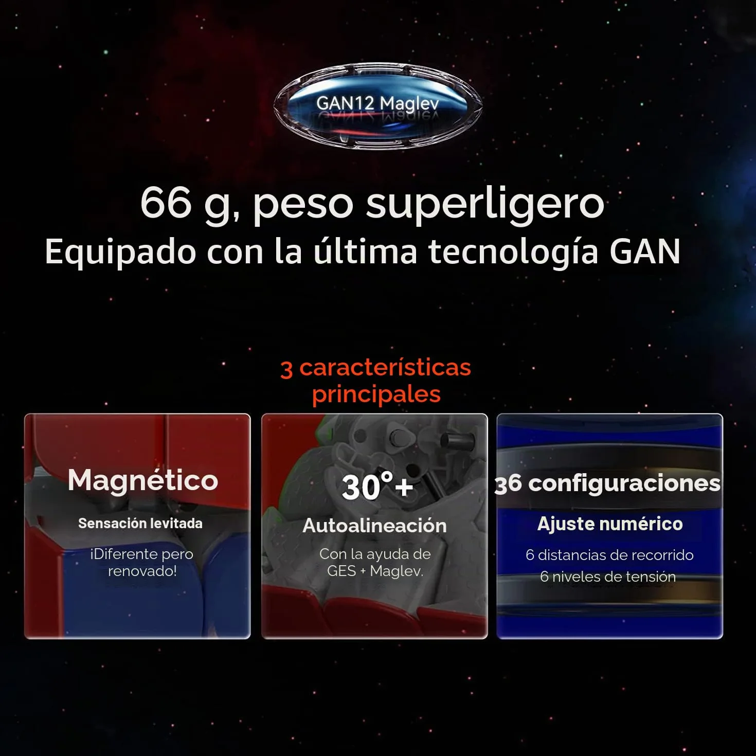 GAN 12 Maglev Cubo Magnético Mágico 3x3 Stickerless,Speed Cube con 84 Imanes/7 Niveles de Magnéticas/6 Niveles de Elasticidad,Rompecabezas Profesional Adultos y Niños
