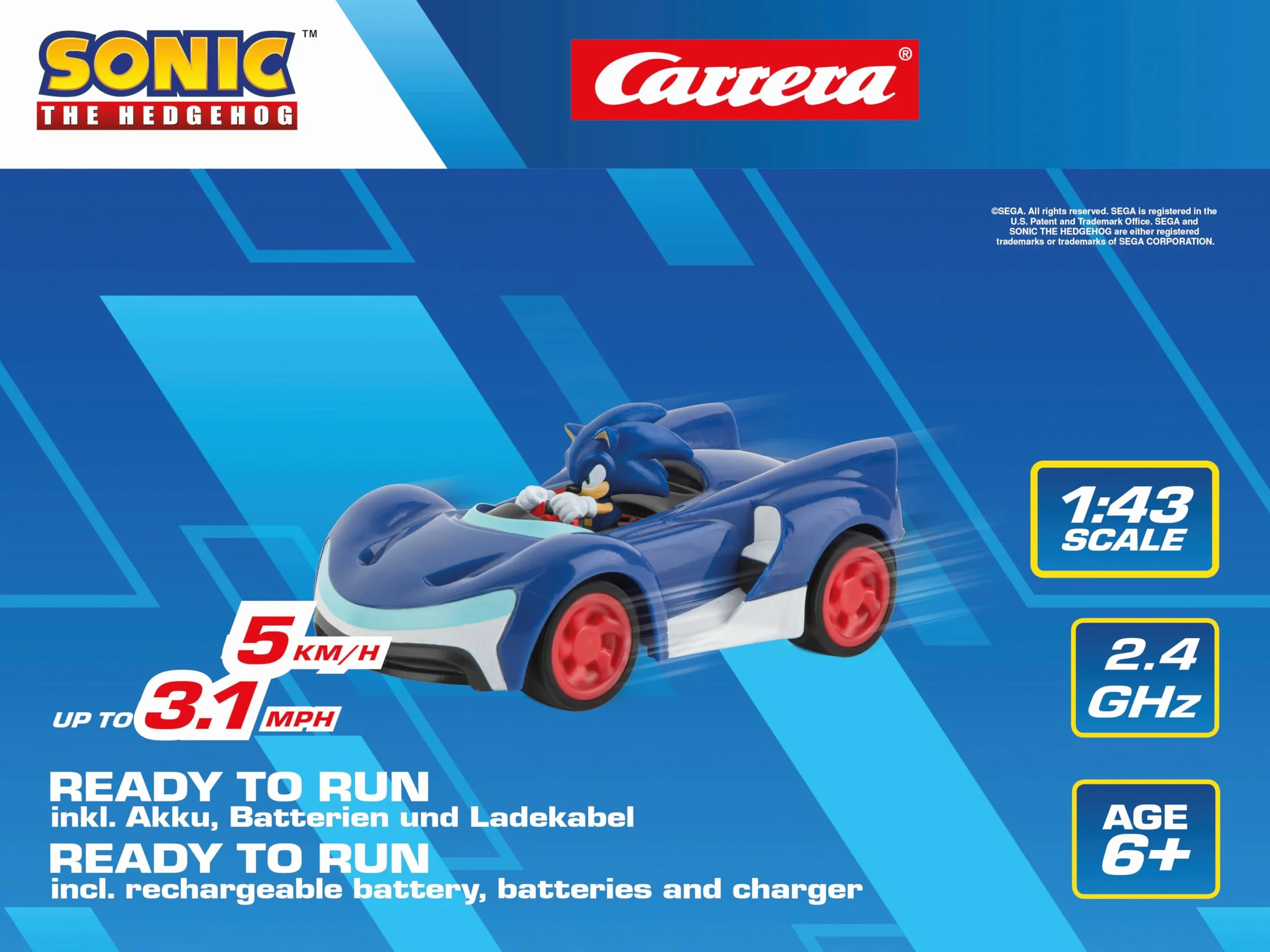 Carrera - 370430022 RC Equipo Sonic Racing Mini RC, Sonic 1:43