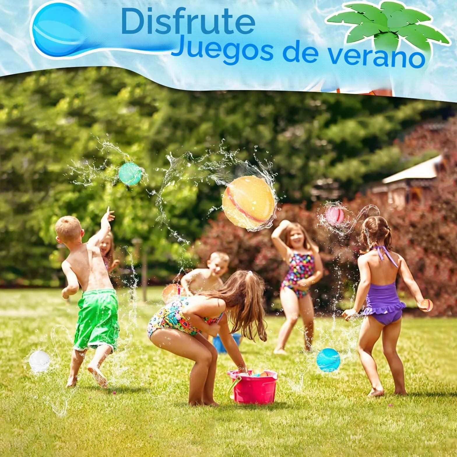 6 Piezas Globos de Agua Reutilizables, Globos Agua in Silicona Llenado Rapido, con Bolsa de Malla, Juego de Bombas de Agua, Adecuado Para Niños y Adultos, Playa, Fiesta en la Piscina