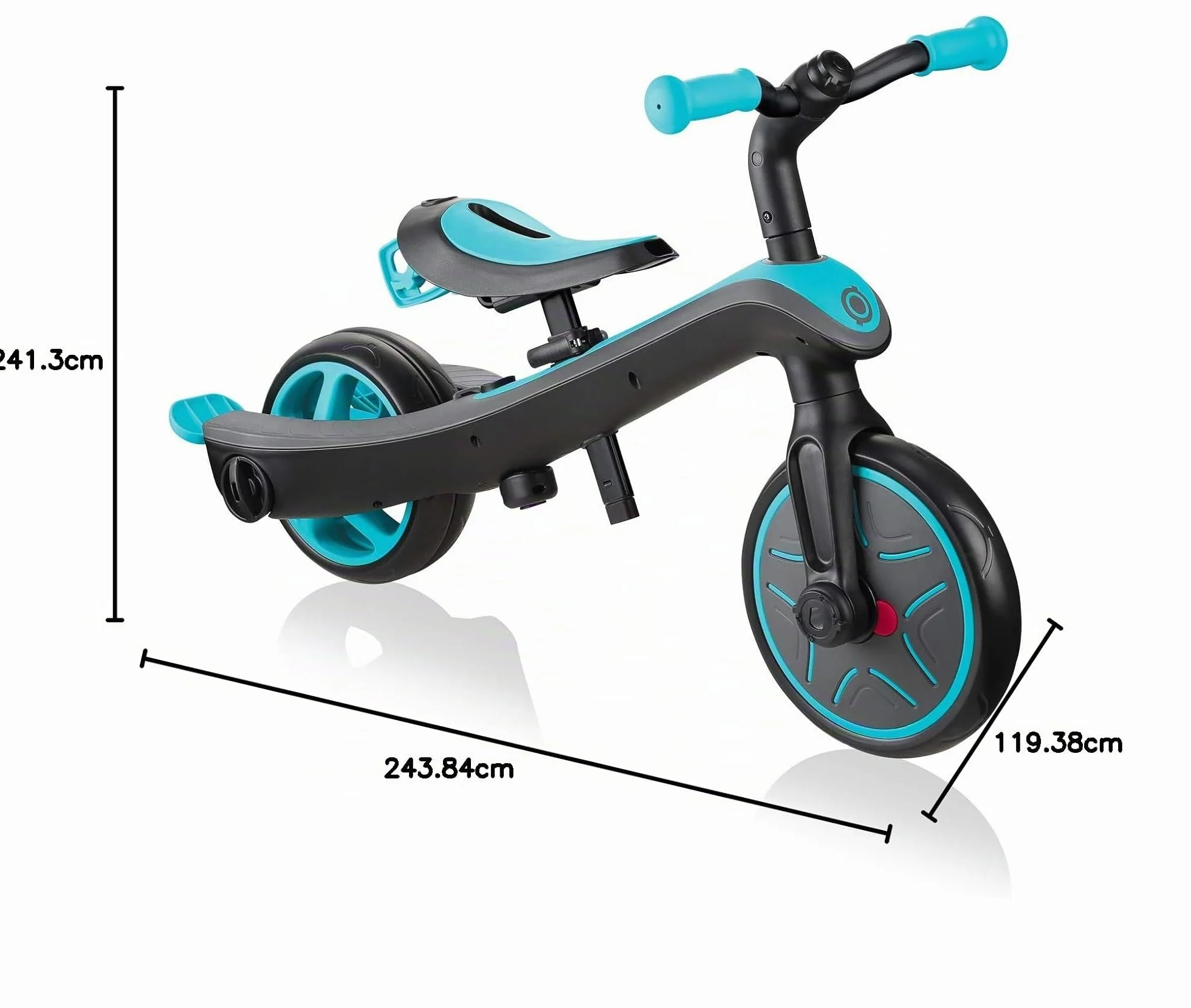 Globber - Explorer Trike 4 in 1 - Triciclo y Bicicleta de Equilibrio Todo en uno para niños pequeños de 10m + a 5 años +, Verde Azulado