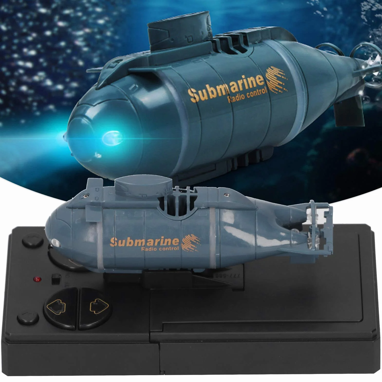 Drfeify Mini Submarino eléctrico, 2.4G Inalámbrico 6 Canales RC Submarino Impermeable Mini Barco de Buceo eléctrico Juguete de Regalo para niños(Azul)