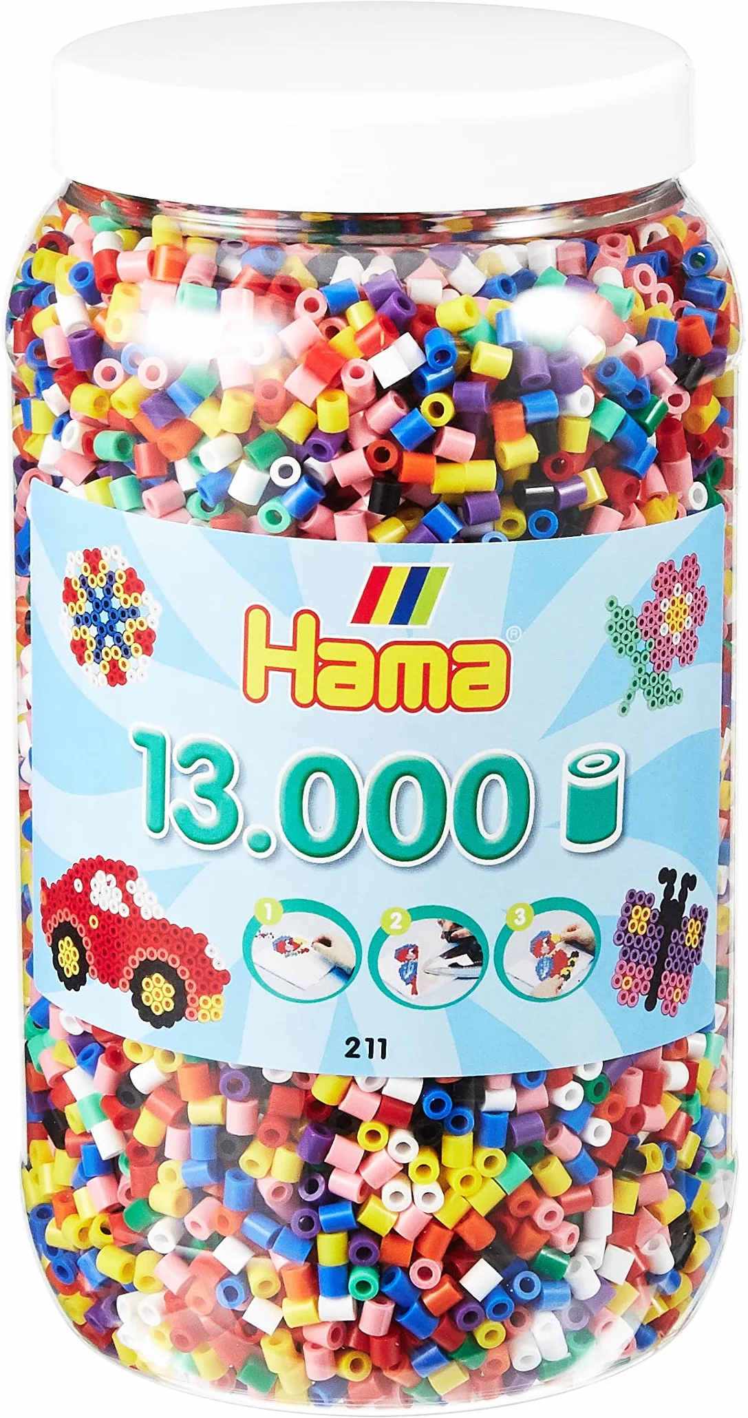 HAMA BEADS - Bote de cuentas Plástico Cilíndricas para creación objetos , color/modelo surtido