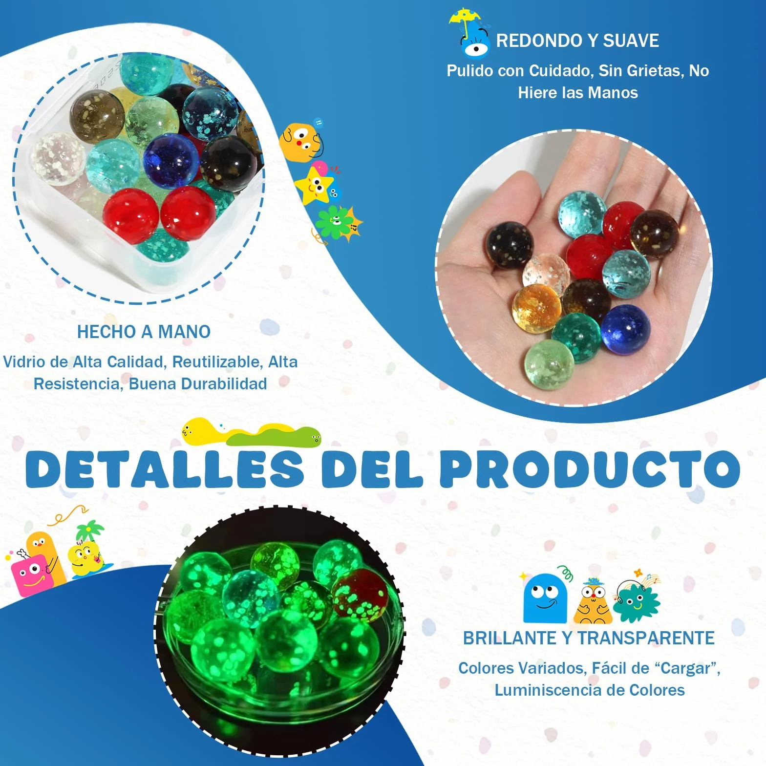 30 Piezas Canicas de Cristal Pequeñas, Mármoles de Cristal Que Brillan Oscuridad, Juego de Canicas para Niños, Mármoles de Vidrio Colorido para Bricolaje y Decoración del Hogar