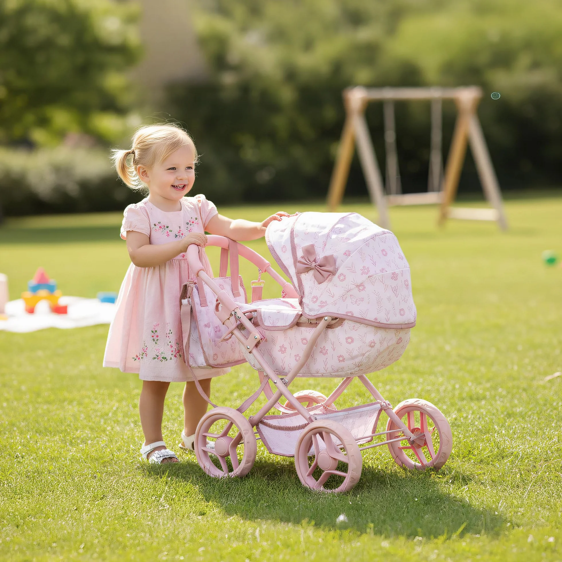 Kinderplay Cochecito de muñecas Profundo con Bolsa y Lazo KP0263A