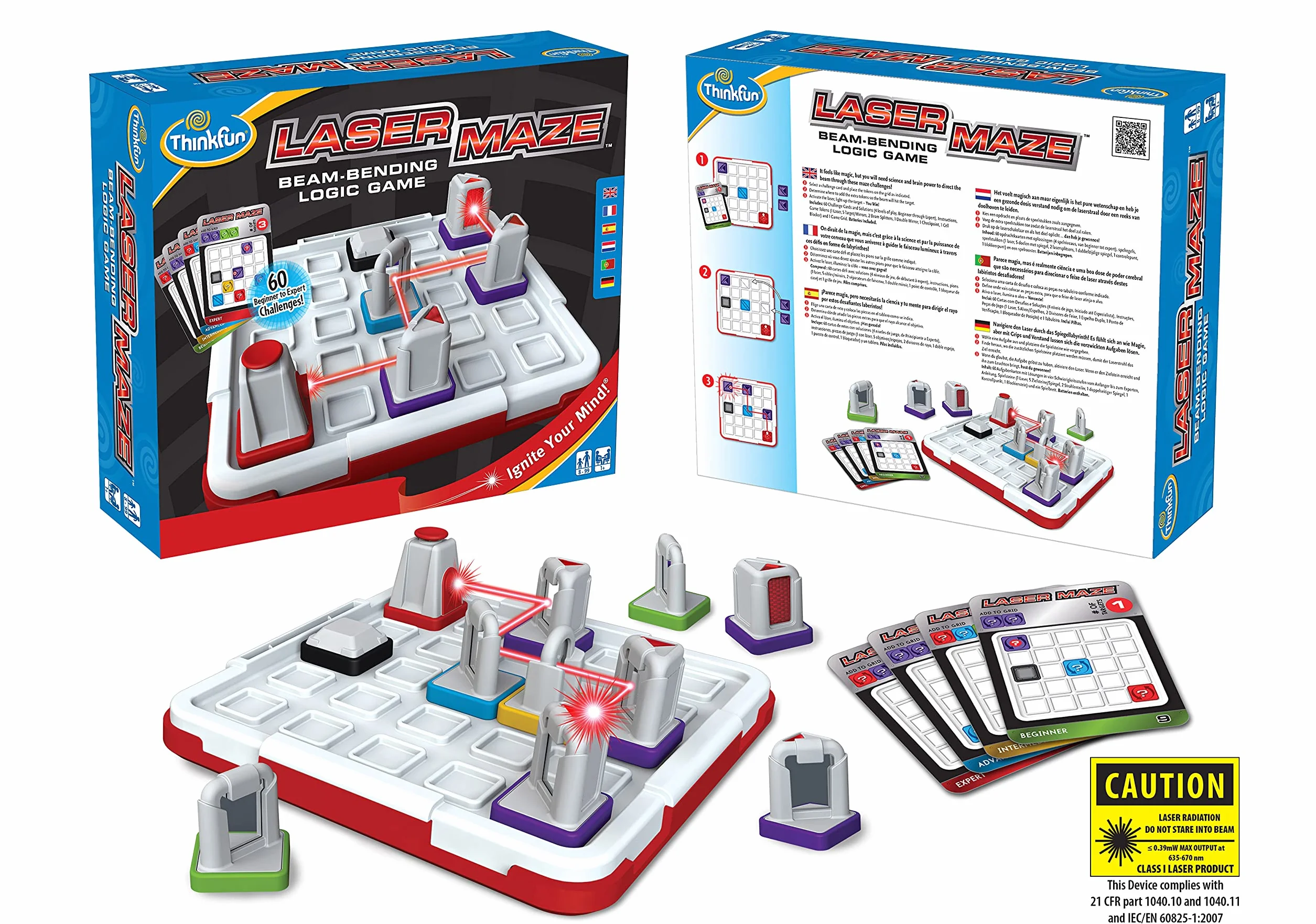 ThinkFun - Lazer Maze, Juegos de Mesa Niños 8 Años o Más, Rompecabezas Niños, Juego Mesa 60 Desafíos, Circuito Canicas, Laberinto de Lógica, Juegos Educativos