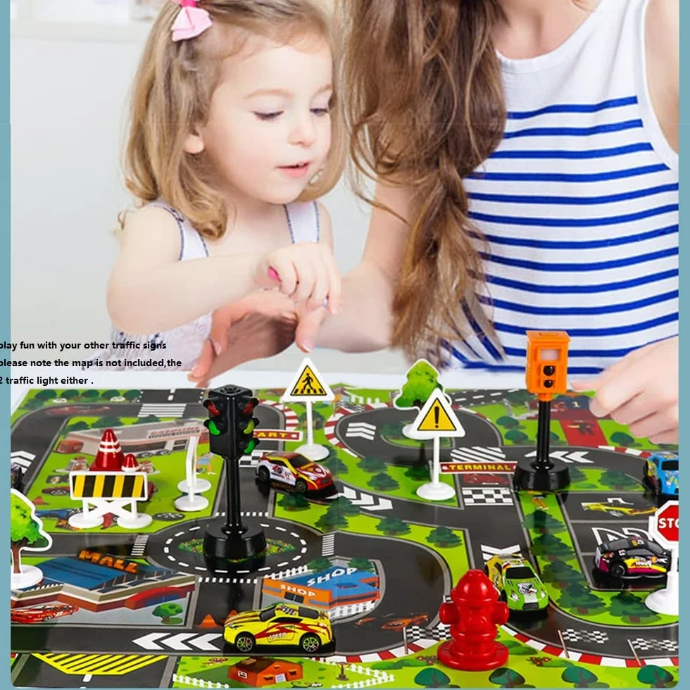 41 Piezas Set de Señales de Tráfico - Calle Juego de Juguetes en Miniatura con de Tráfico Señal de Tráfico Mini Señales de Tráfico Juego de Simulación para Niños Educativo Preescolar