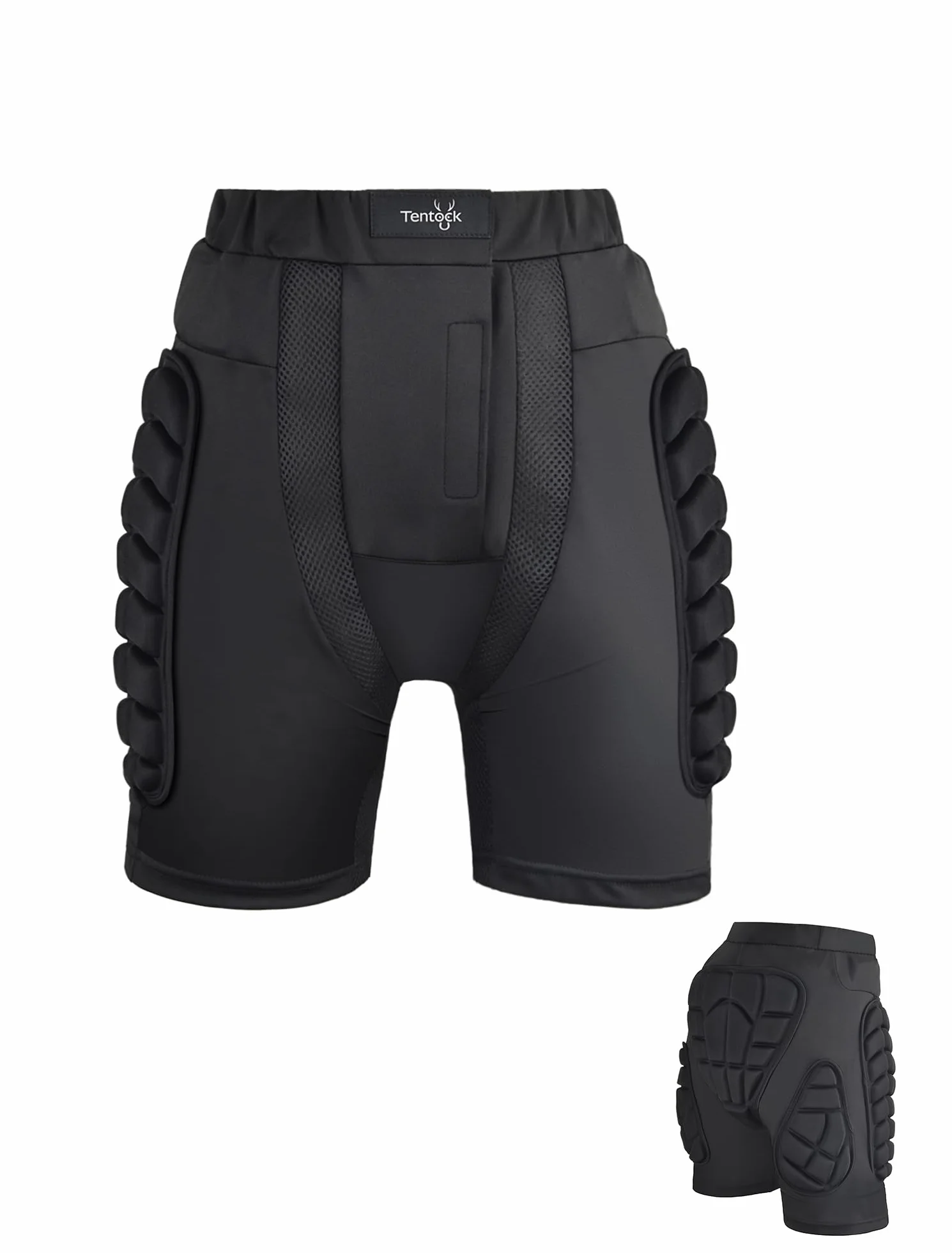Tentock Adultos Pantalones Cortos de Compresión con Protectores Acolchados 3D para Esquí Patinaje