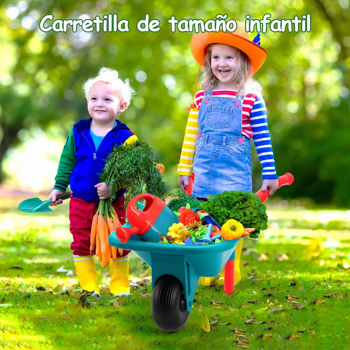 cute stone Juego De Herramientas De Jardinería para Niños, Juguetes De Jardín con Carretilla, Regadera, Pala, Juguete De Construcción para Jardín De Flores, Juguete De Simulación para Exteriores