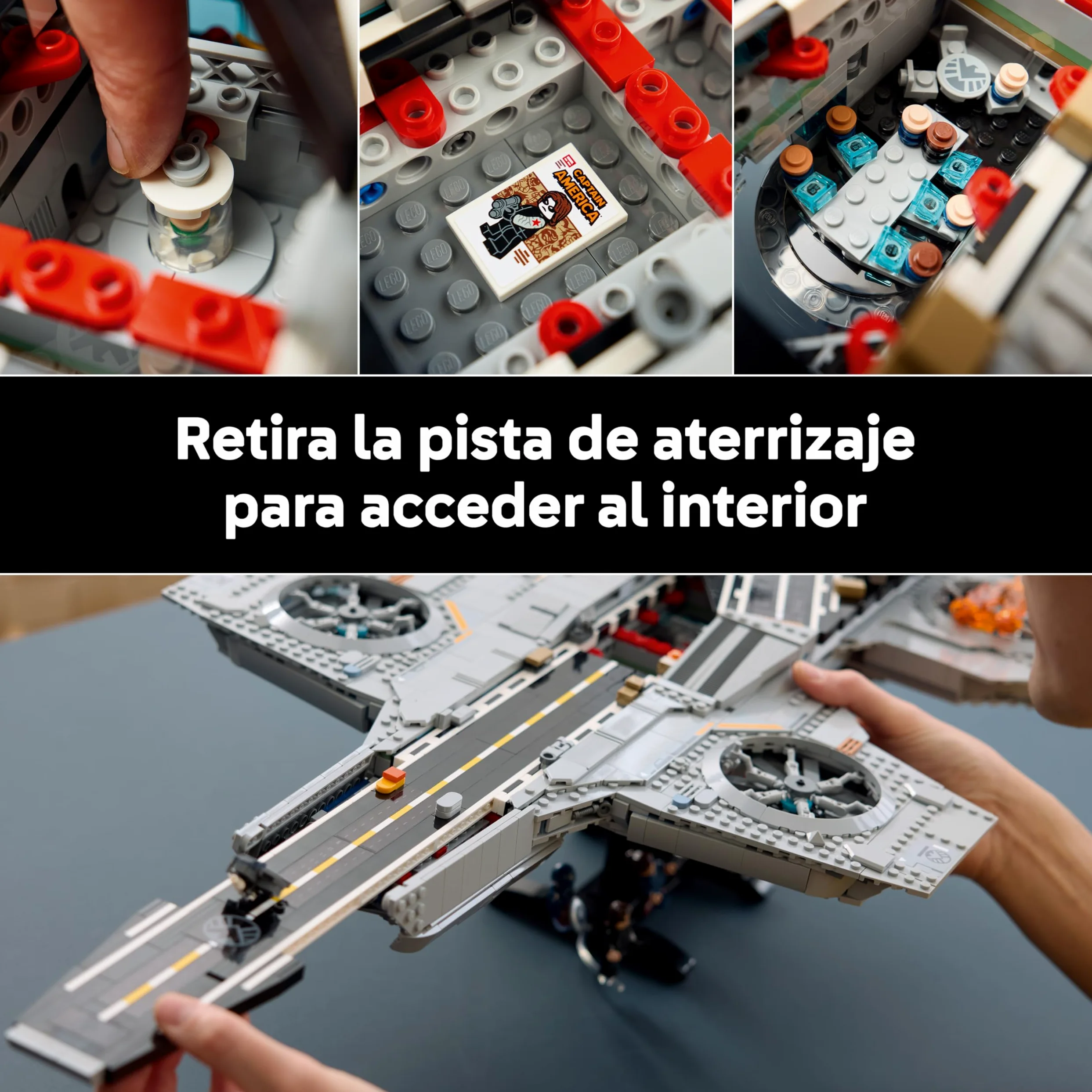 LEGO | Marvel Helitransporte de S.H.I.E.L.D. – Kit de Construcción para Adultos de Portaaviones – 6 Minifiguras inc. Capitán América y Nick Furia – Decoración para la Estantería - Idea de Regalo 76354