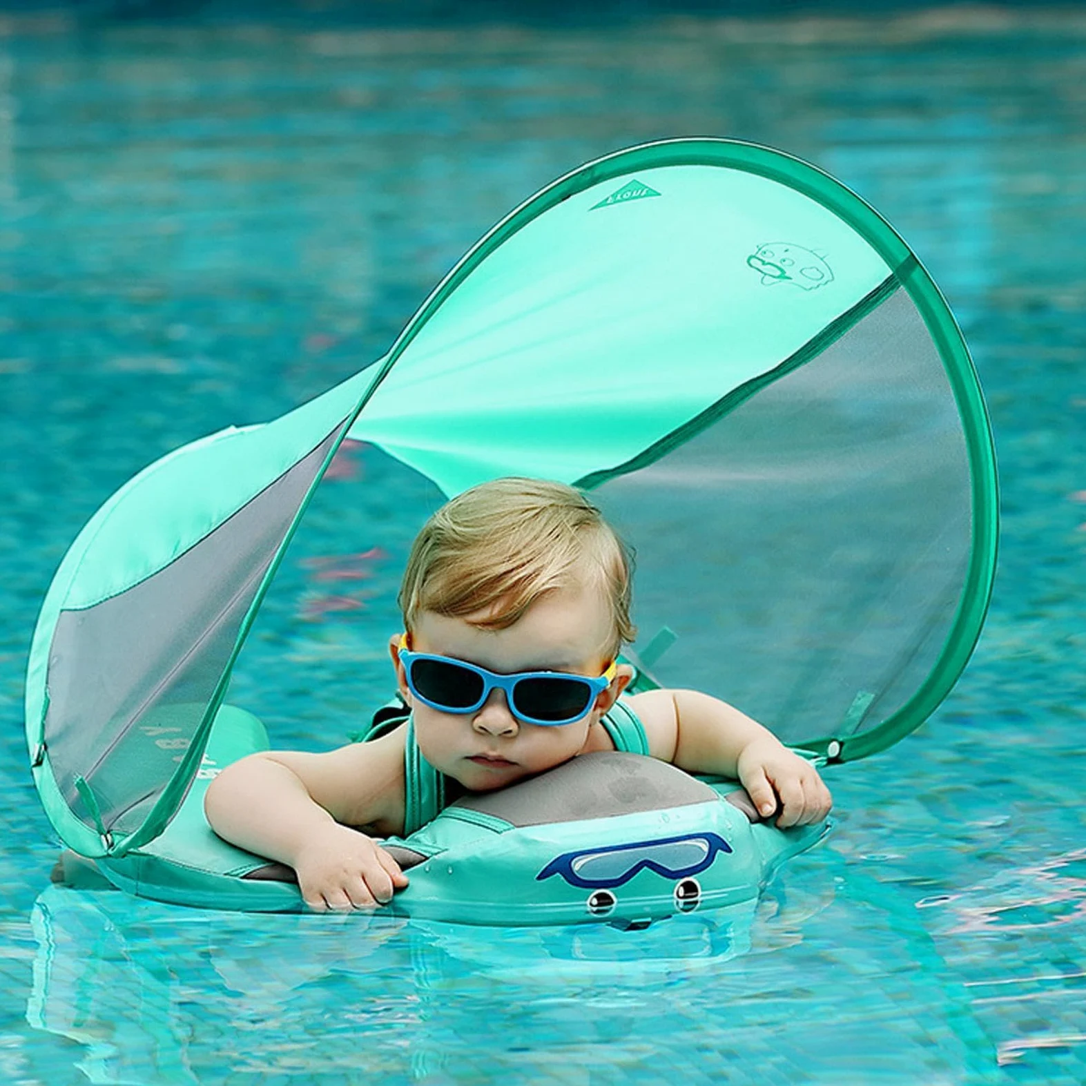 Flotador para Bebés para Natación Flotador Infantil para Piscinas | Flotador De Exterior Con Protección Solar Para Verano, Playa, Lagos Y Vacaciones Para Bebés De 3 A 24 Meses