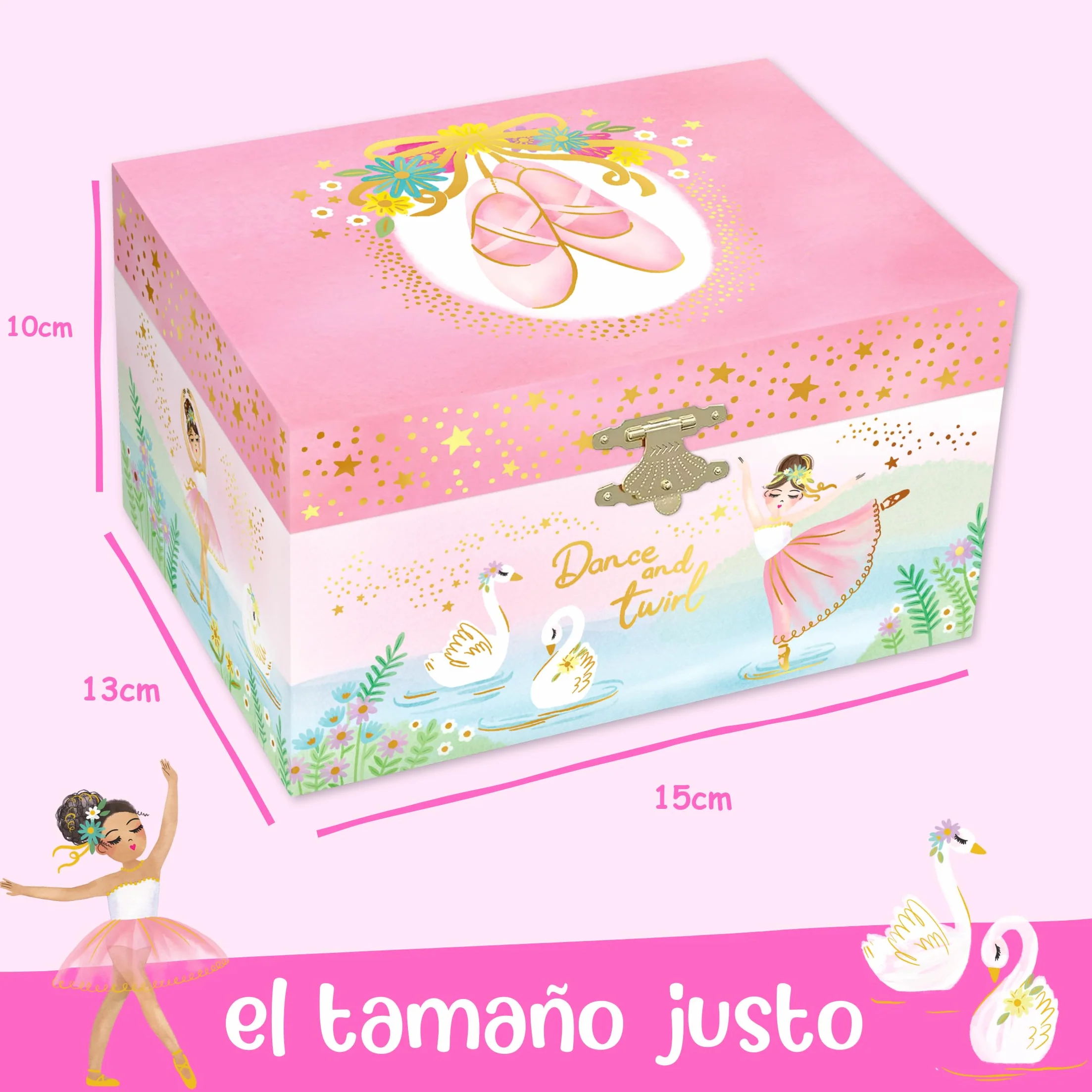 Giggle & Honey® Caja de Música con Bailarina para Niñas - Joyero Musical Niña con Espejo, Caja Musical Bailarina, Joyero Infantil, Joyeros Niña, Regalo Cumpleaños Edades 3-10