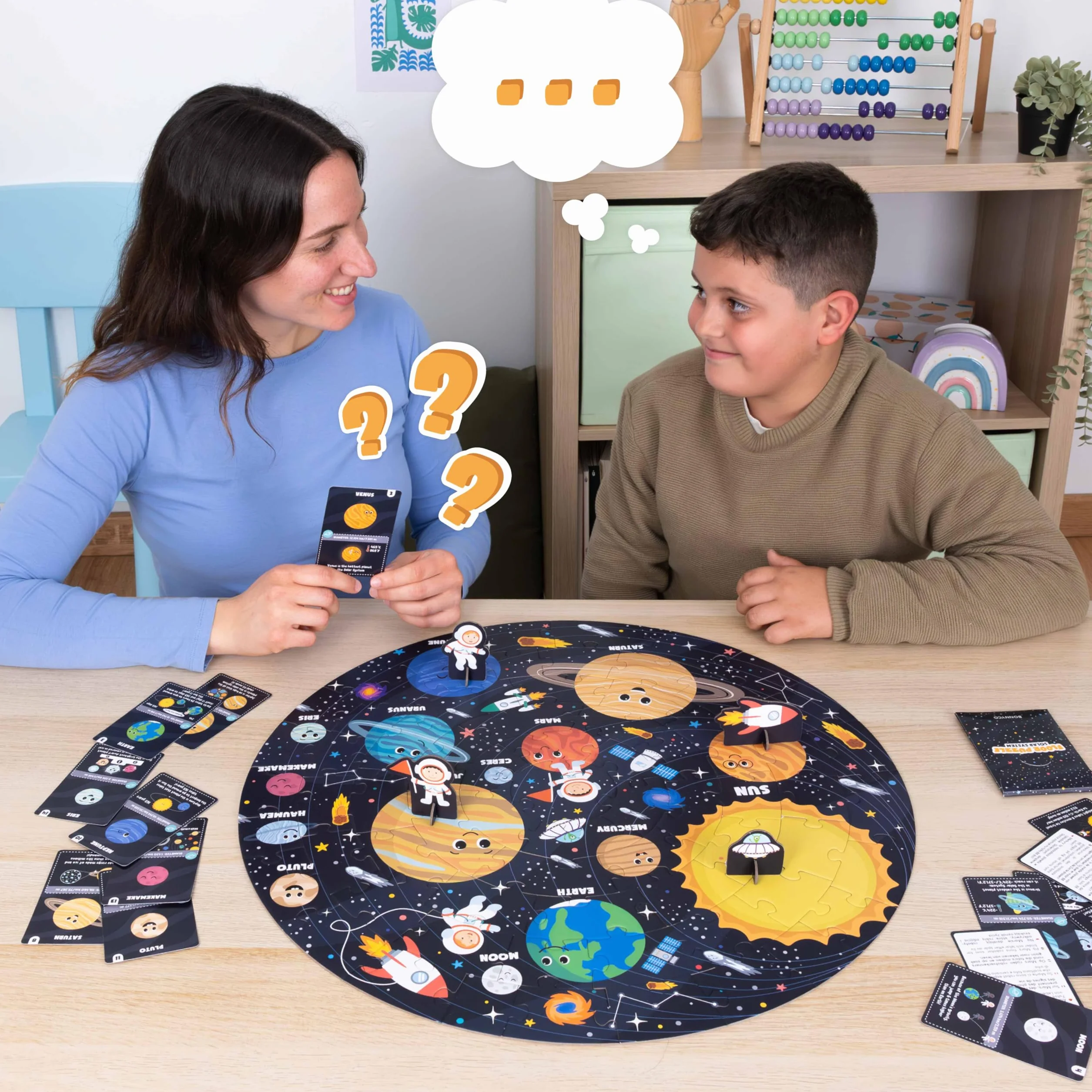 BONNYCO Puzzle XXL Sistema Solar 70 Piezas 58x58 cm Rompecabezas Redondo Planetas Juegos Educativos Niños 4 Años