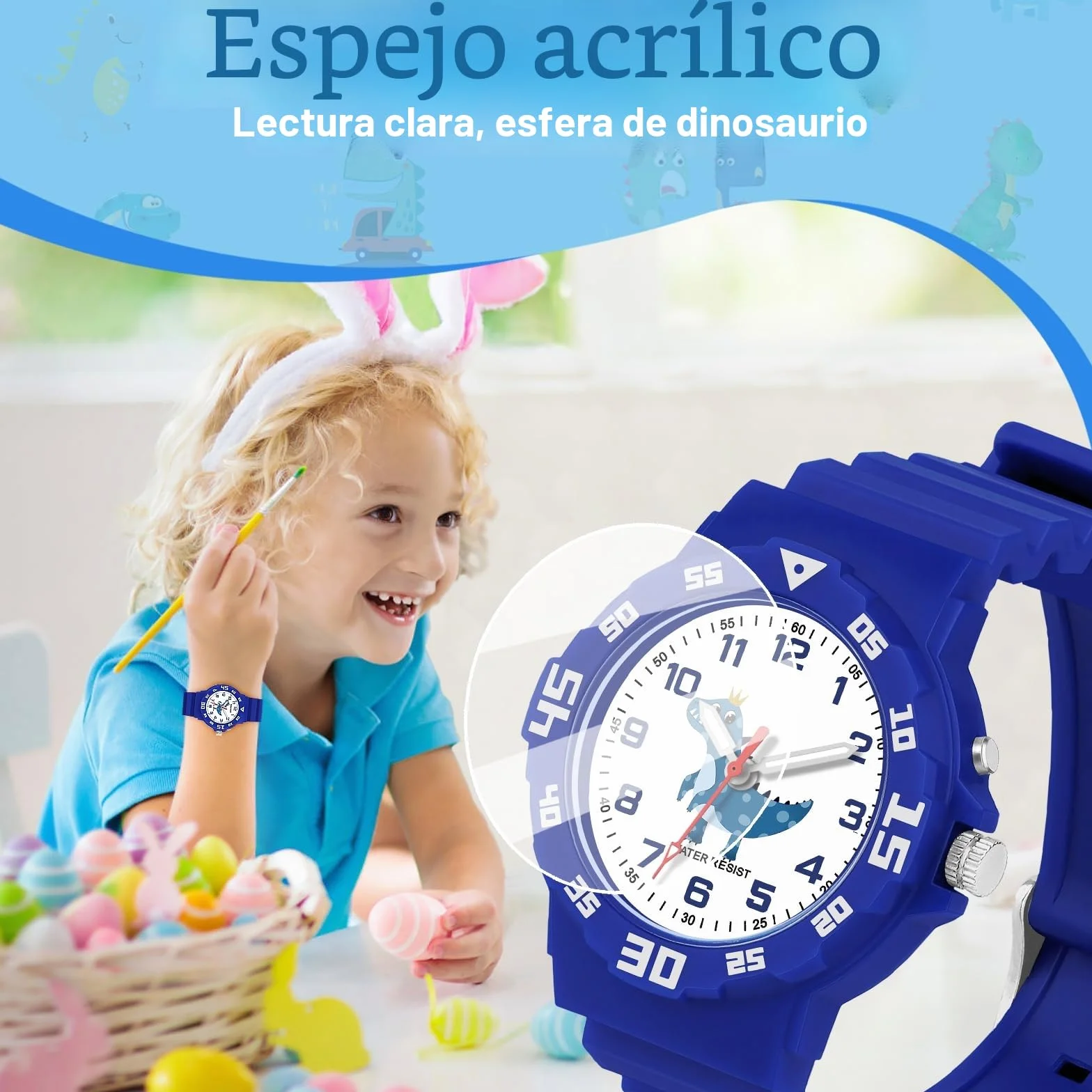 Reloj de Pulsera para Niños Analógico 30M Resistente al Agua Luz Nocturna 4-12 Años