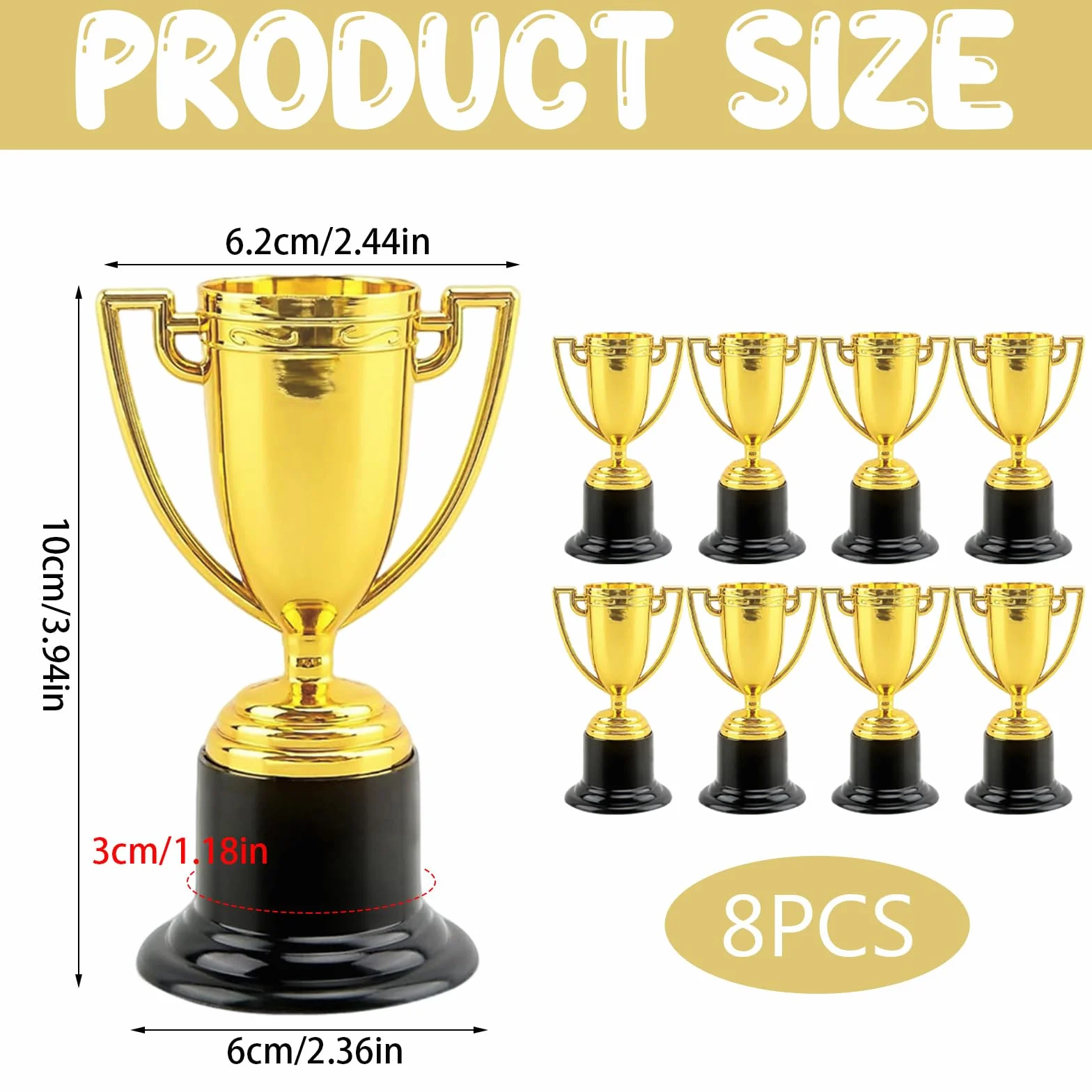 Trofeos de Fútbol Personalizados 8 Piezas Copa Mini Oro Plástico Premios para Torneos Deportivos