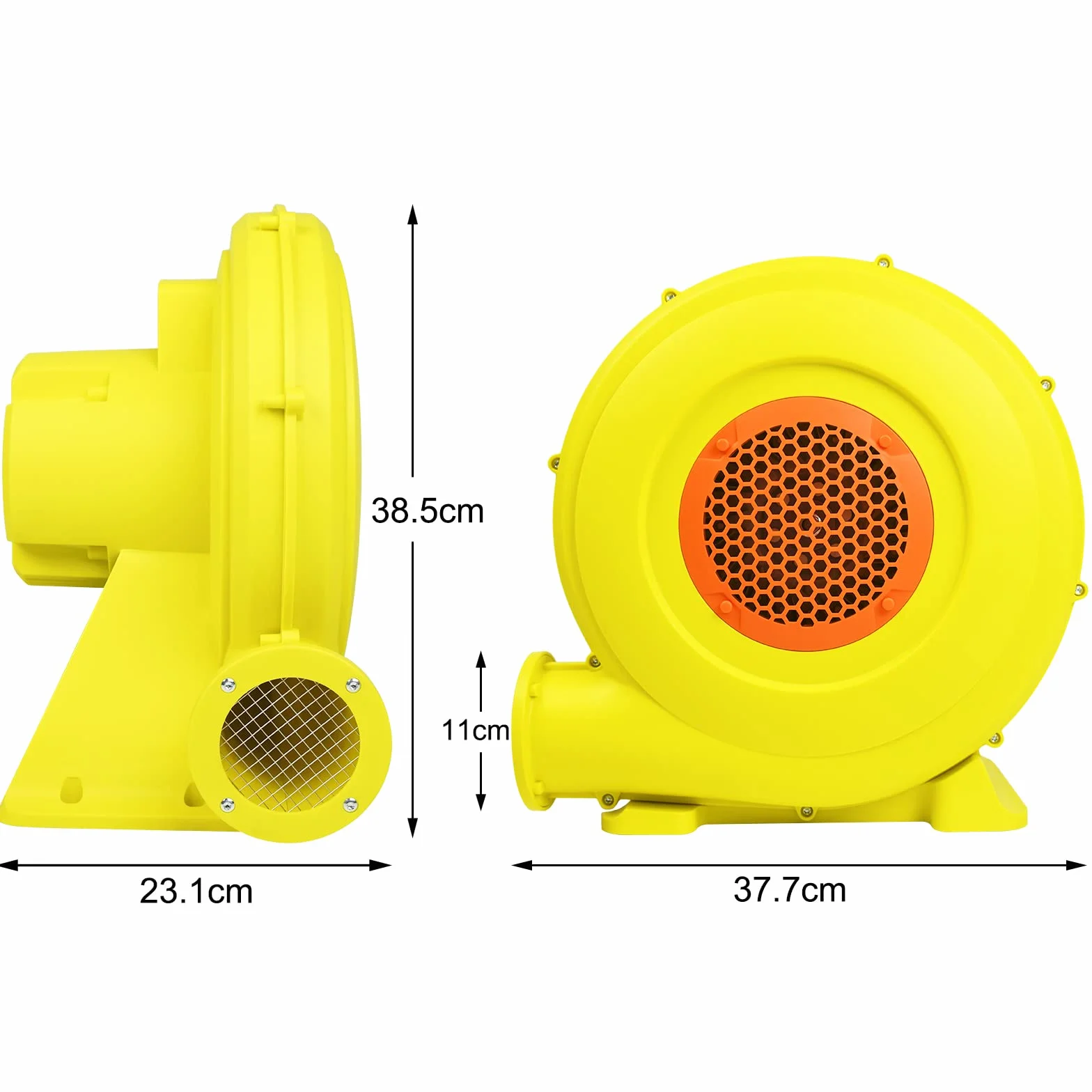 Froadp 750W Ventilador de Aire para Castillo Hinchable 220-240V Bomba Inflable Eléctrica con Mango y Pica de Tierra Ventilador Centrífugo Hinchable Soplador para Juegos Inflables (Amarillo+Naranja)