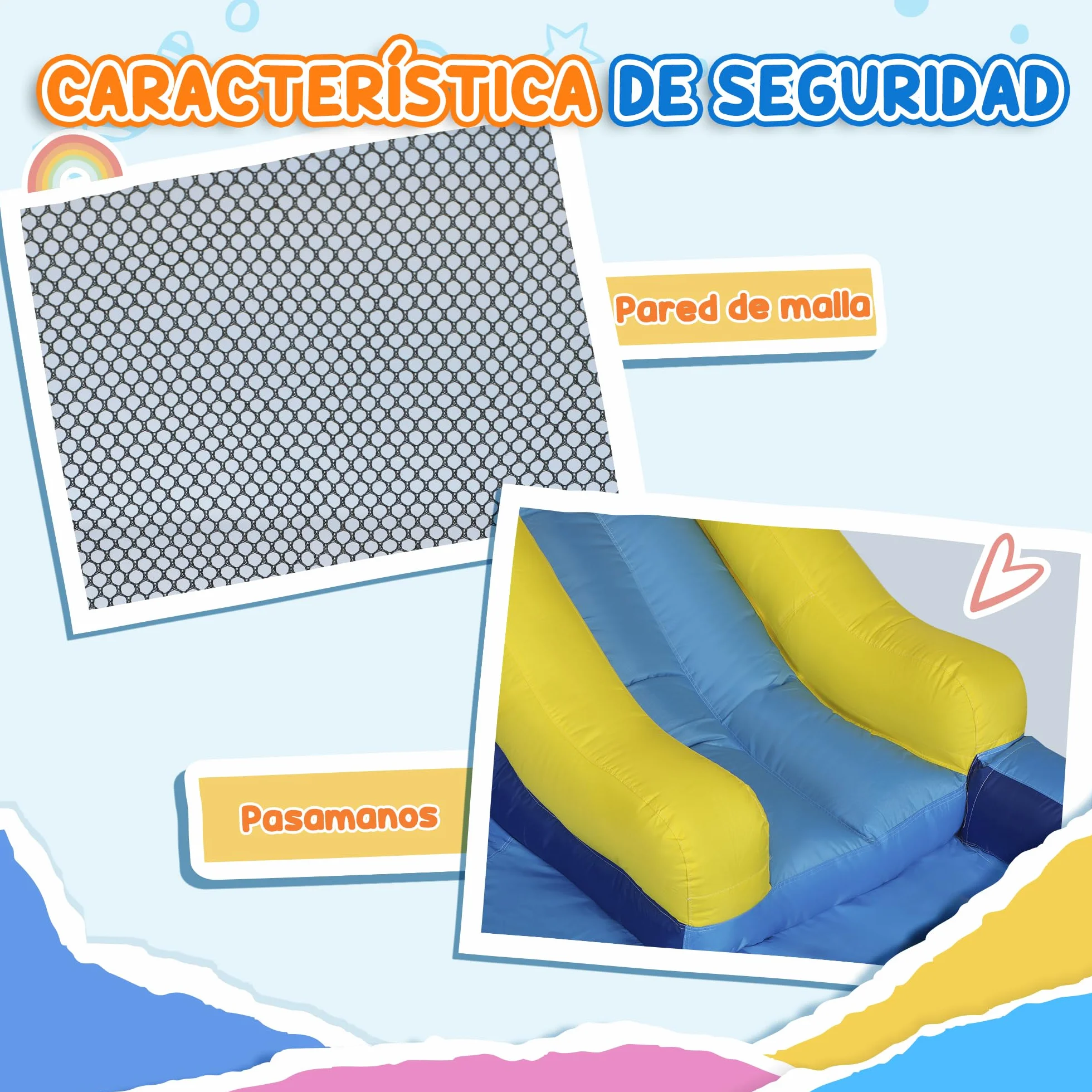 AIYAPLAY Castillo Hinchable con Soplador 5 en 1 Parque Acuático Hinchable para Niños con Tobogán Piscina de Chapoteo Escalada y Cañón de Agua para Exterior Interior 360x250x195 cm