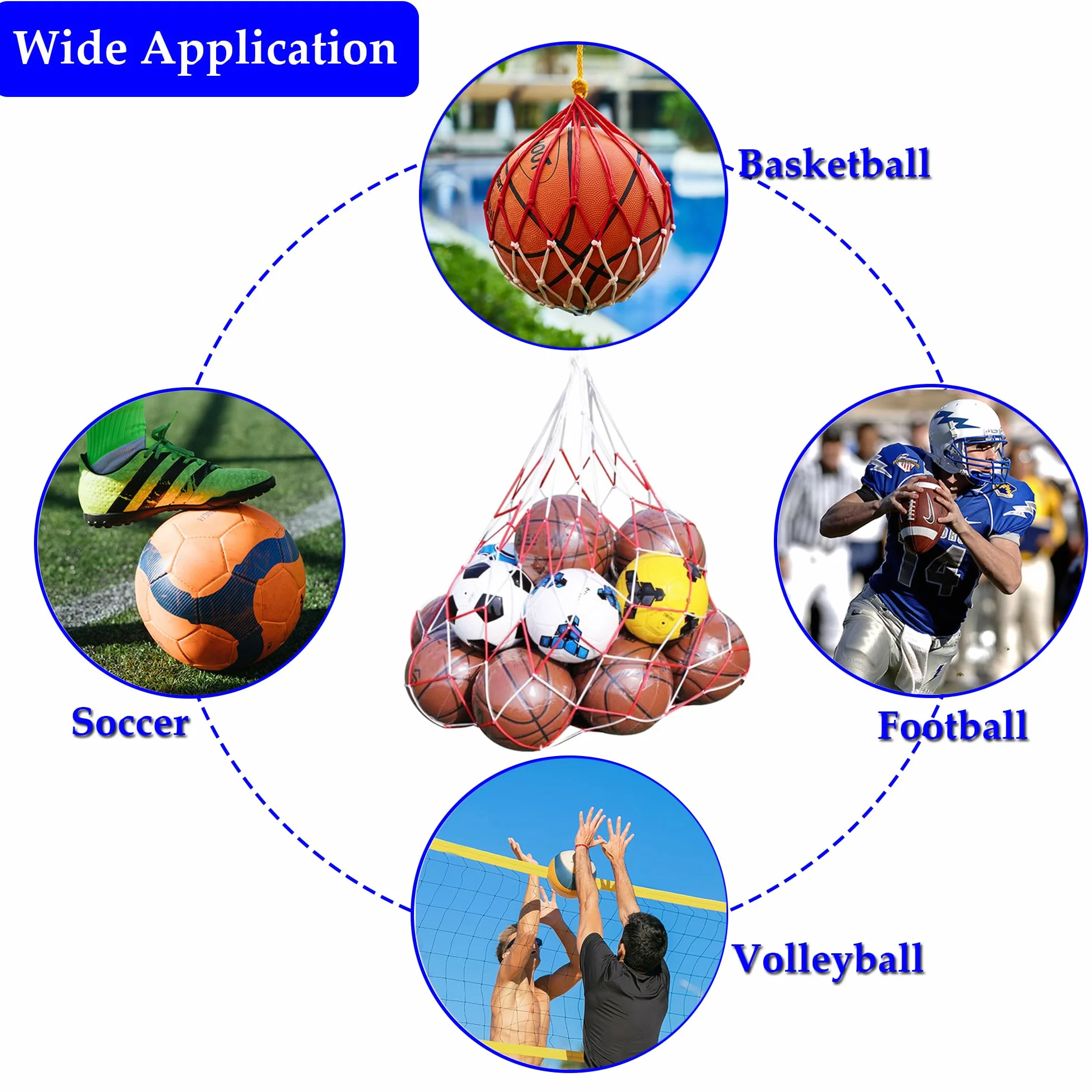 Red para pelotas de 10 pelotas, saco de pelotas, bolsas y redes, apto para fútbol, baloncesto, voleibol, balonmano