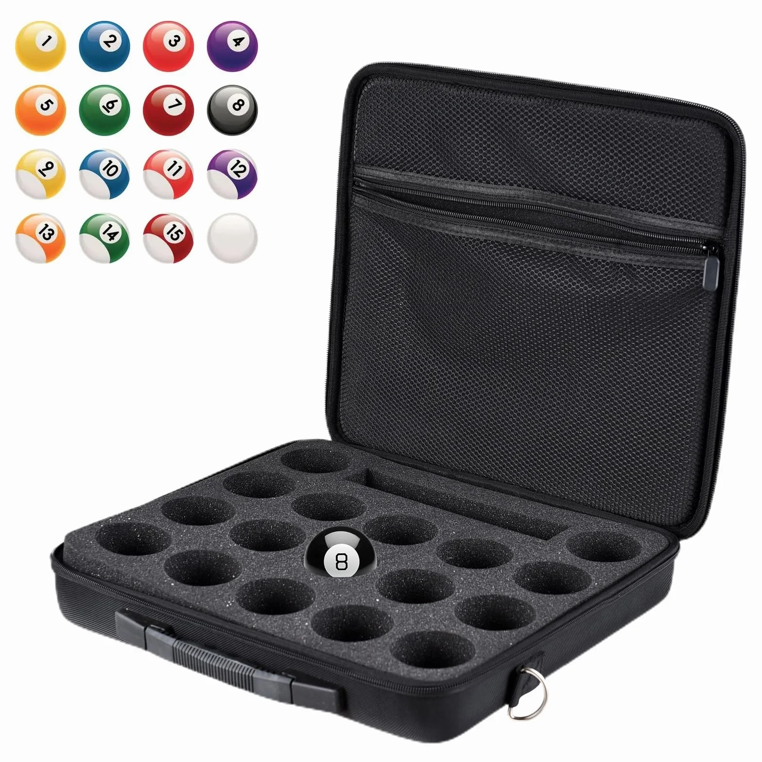 FILFEEL Bolsa para Bolas de Piscina, Estuche de Almacenamiento de Espuma de Lona, Capacidad 17 Bolas, Accesorios de Billar