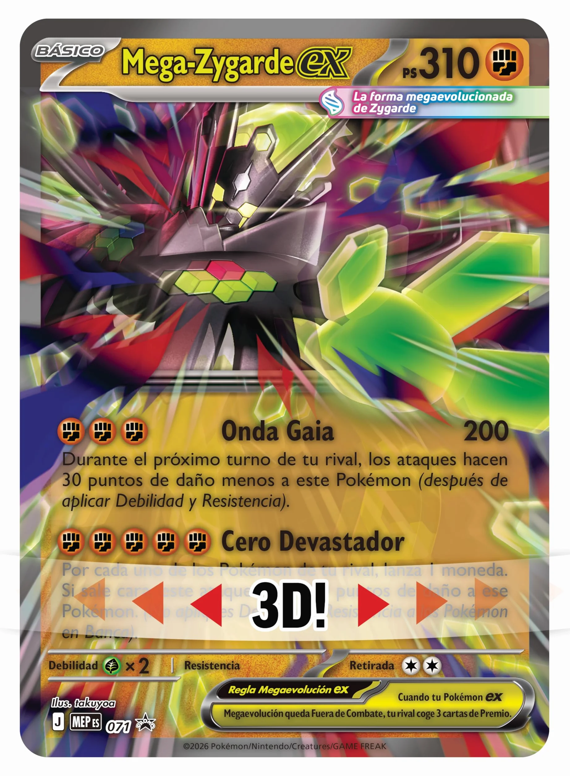Pokémon Colección prémium Mega-Zygarde ex Carta promoción Gran tamaño 3D Pegatina Sobres Mejora