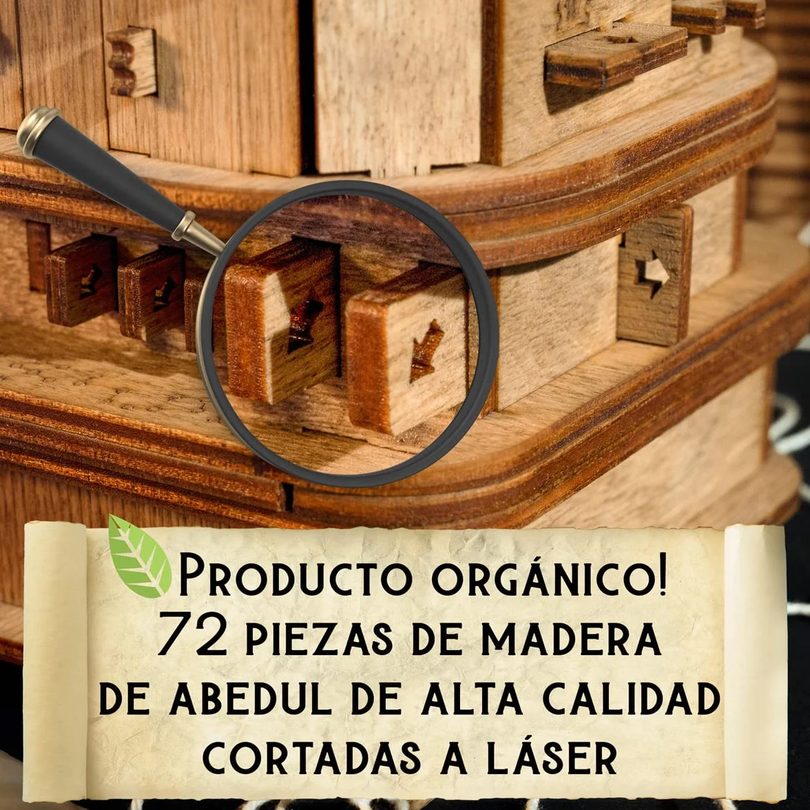 Cluebox, Un juego de escape en una caja, el cofre de Davy Jones, rompecabezas 3D de madera cada de regalo, caja de trucos