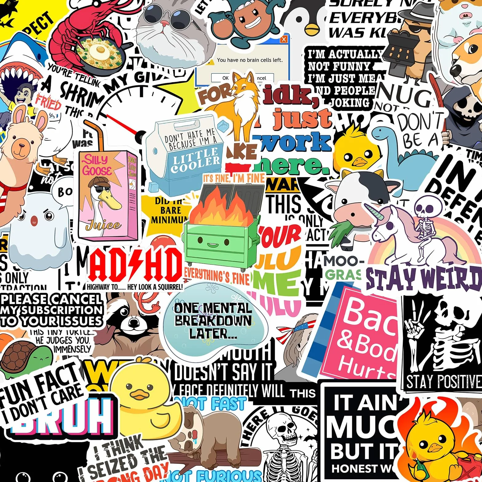 130 Piezas Conjunto De Stickers Divertidos, Material De PVC Impermeable, Calcomanías Geniales Y Graciosas para Adultos, Ideal para Botellas De Agua, Portátiles, Autos Y Más