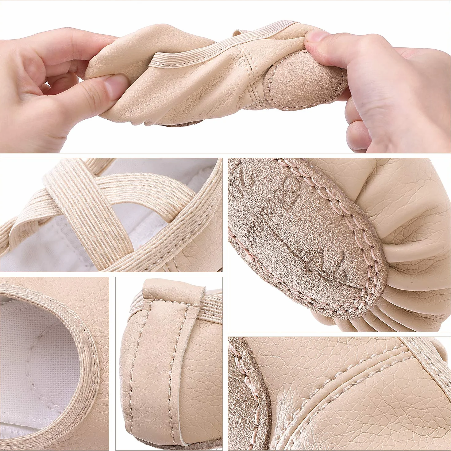 Zapatillas de Danza Cuero Media Punta Ballet para Niña Mujer