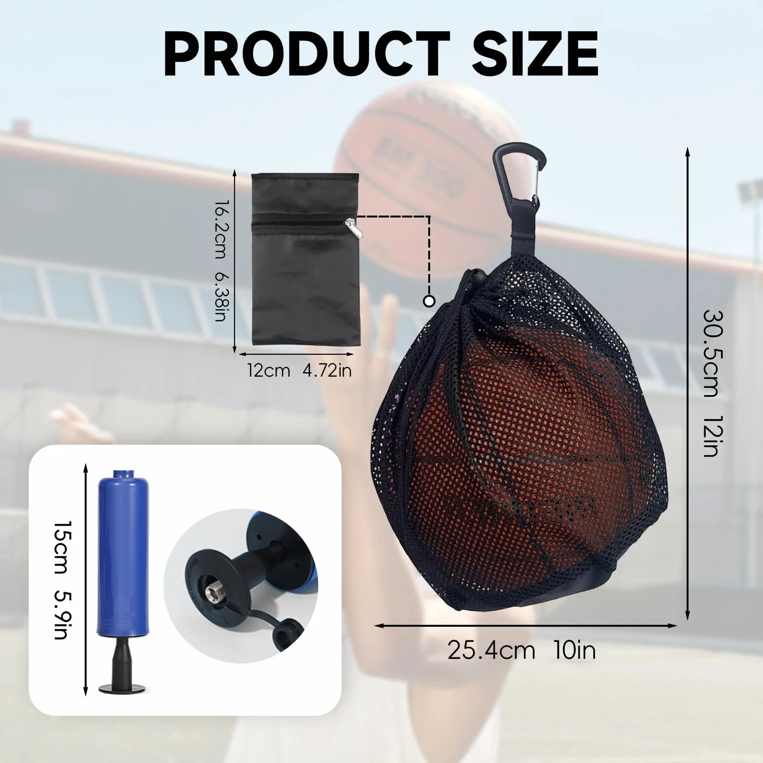 Mochila Red para Balón de Fútbol Talla 5 con Bomba de Aire y Aguja, Bolsa Plegable Deportiva