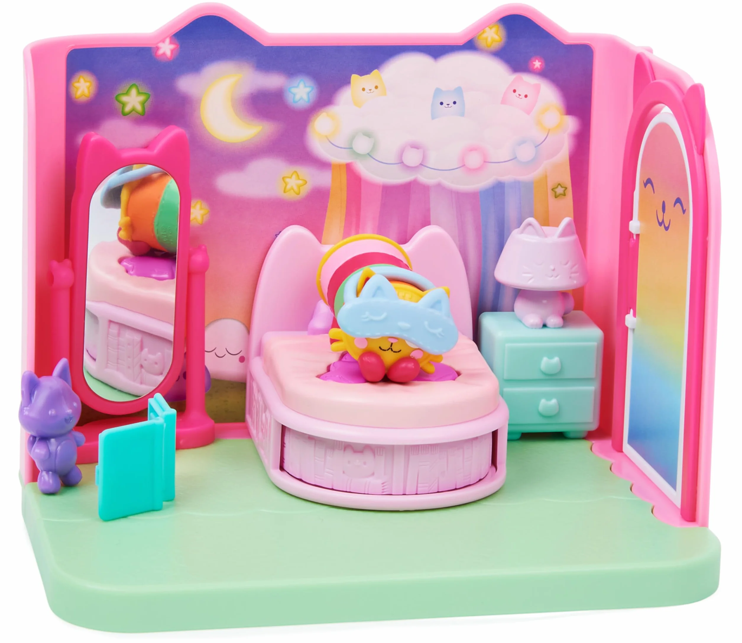 La Casa De Muñecas De Gabby - Dormitorio De Sueñigata Con 1 Figura Sueñigata, 3 Accesorios, 2 Caja Sorpresa Y 3 Muebles | Juguetes Niñas 3 Años O Más | Regalo Niña 3 Años O Más De Gaby Gato