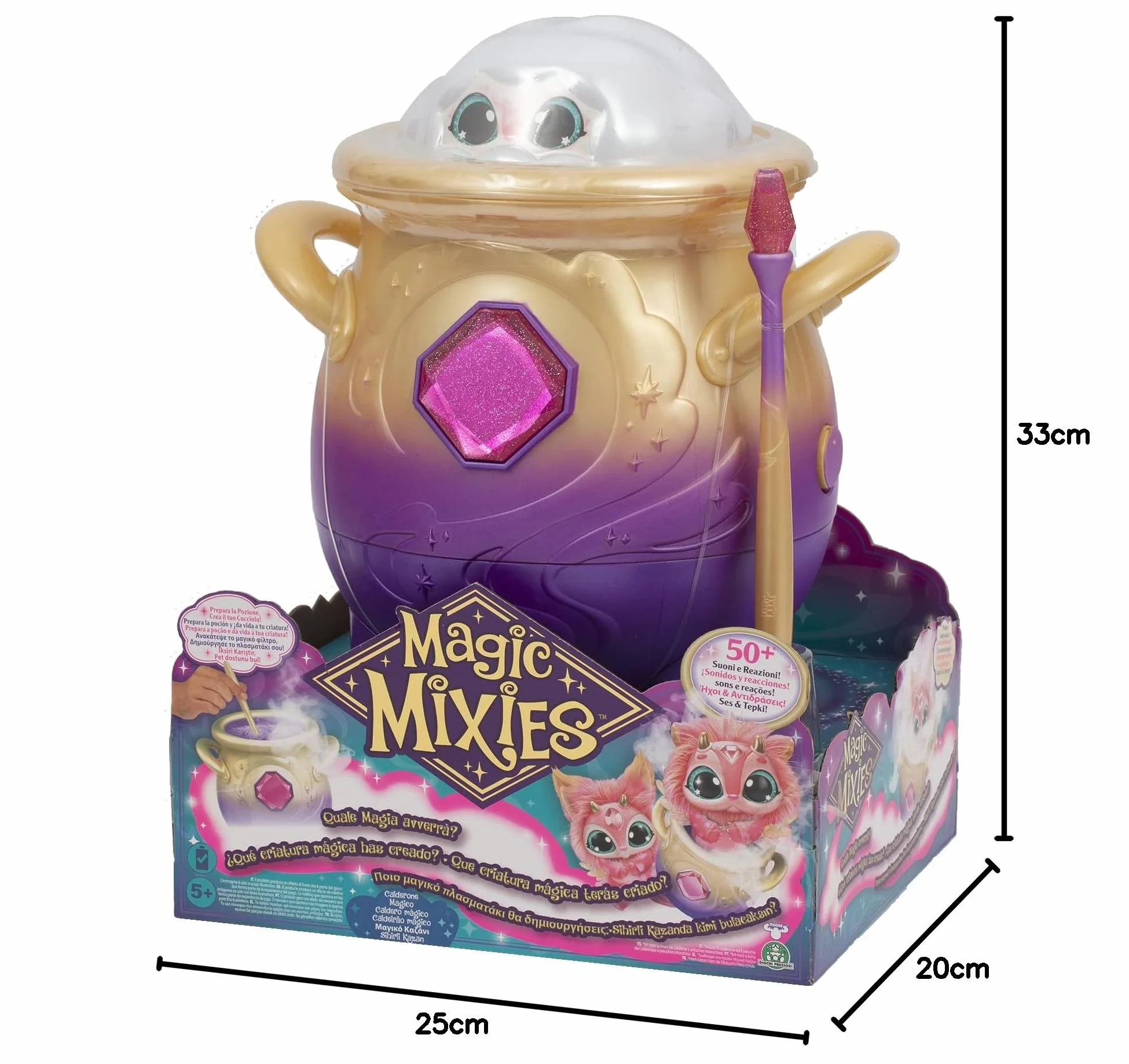 Magic Mixies Peluche Color Rosa, Juguete Interactivo de Magia, con caldero de pócimas, Luces y Sonidos, Efecto de Niebla, muñeco Divertido y Varita mágica, (MGX00000)