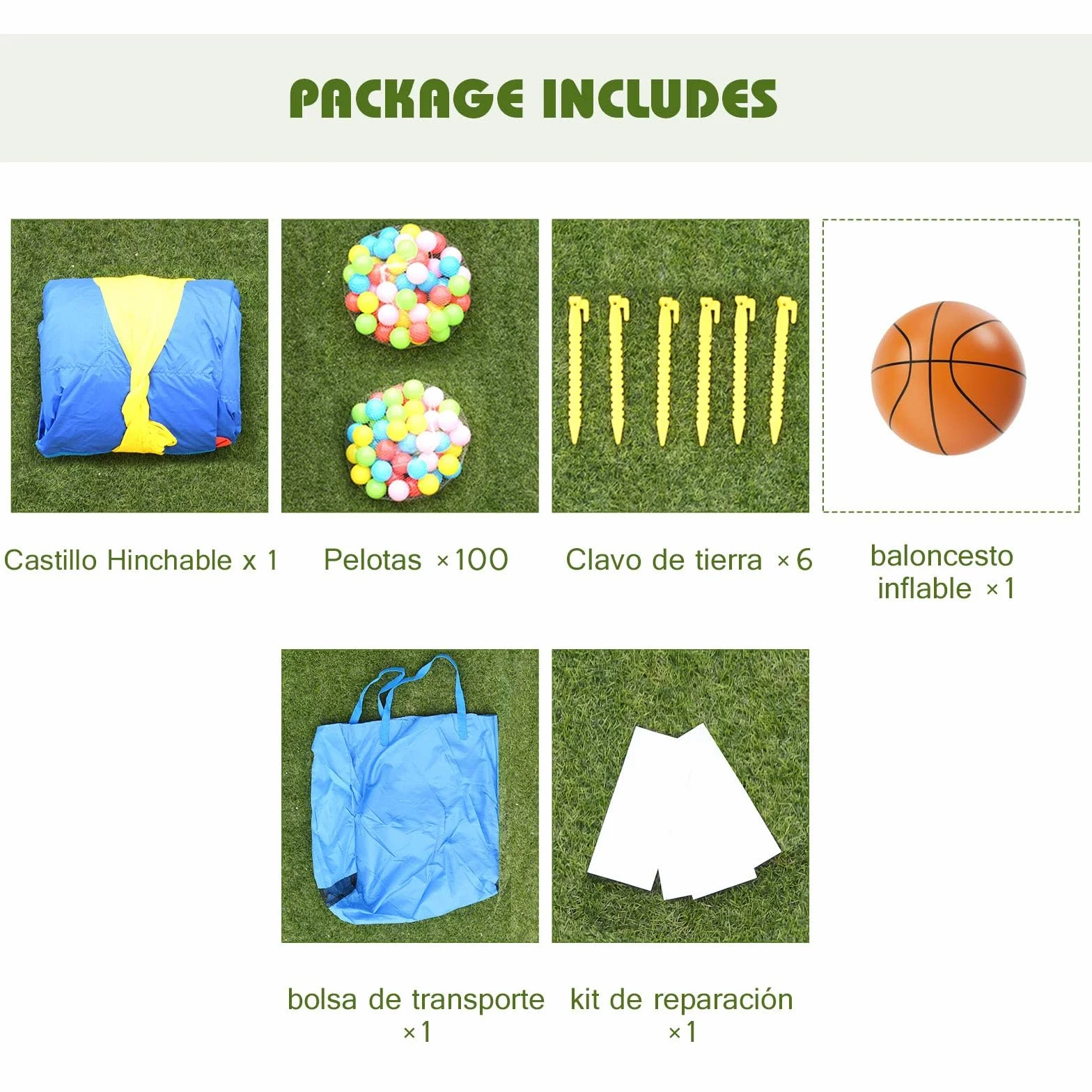 COSTWAY Castillo Hinchable con Tobogán, Castillo Inflable de 301x313x165cm para Niños de 3 a 10 años, con 100 Bolas Oceánicas, Kit de Reparación y Bolsa de Transporte (con Soplador de 480 W)