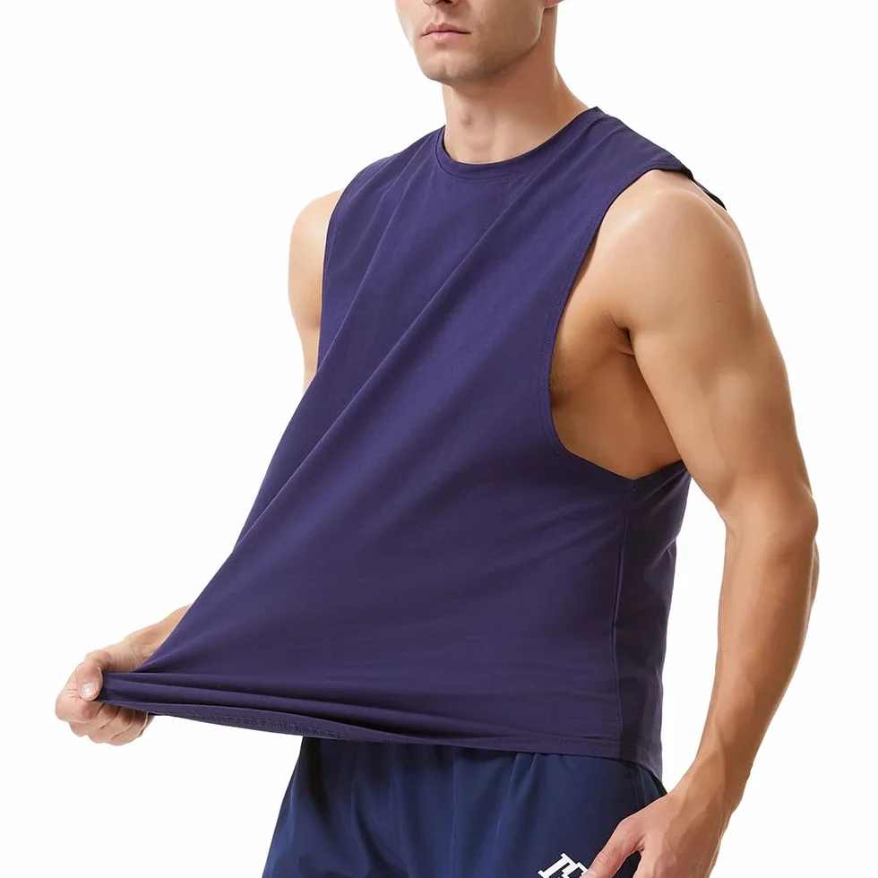 Camiseta sin Mangas de Algodón para Hombre Entrenamiento Gimnasio