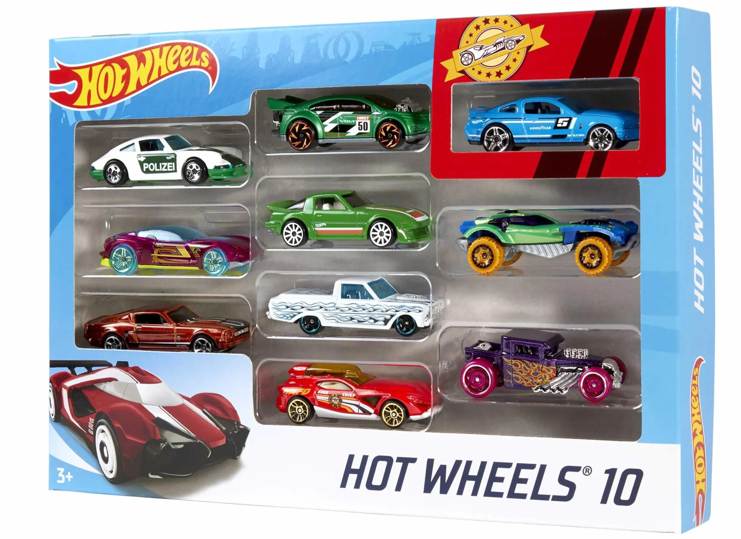 Hot Wheels Pack de 10 Vehiculos, Coches de Juguete (Modelos Surtidos, selección aleatoria), 54886