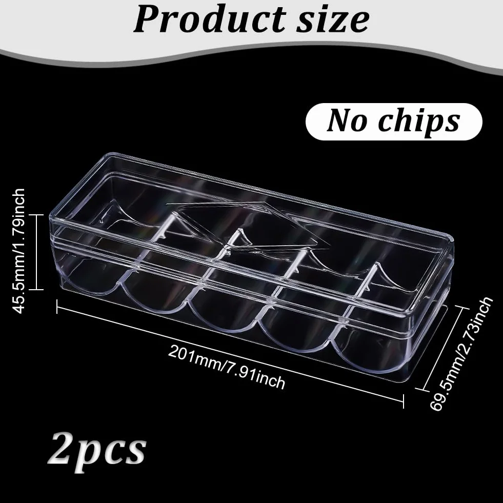 FINGERINSPIRE 2 bandejas Transparentes para fichas de póquer Bandeja de plástico Casino Soporte para fichas de póquer Fundas para fichas de póquer con Tapa para fichas de Arcilla de tamaño estándar