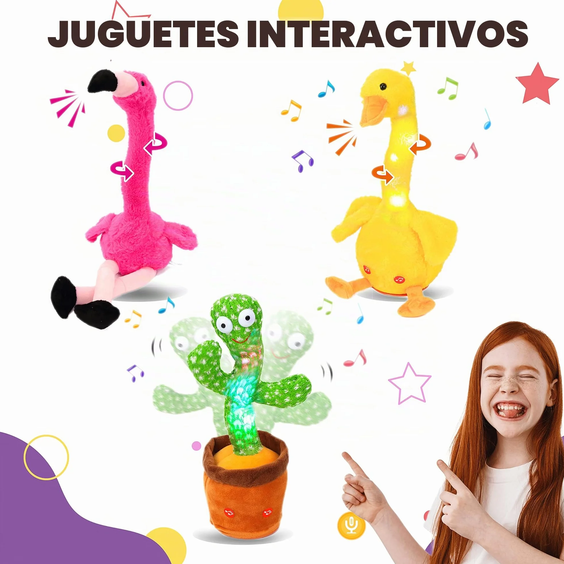 Hopearl Flamenco Hablando Repite lo Que Dices Juguete eléctrico Interactivo Animado Peluche Amigo Regalo para niños pequeños Cumpleaños Festival Vacaciones Rosa 33 cm