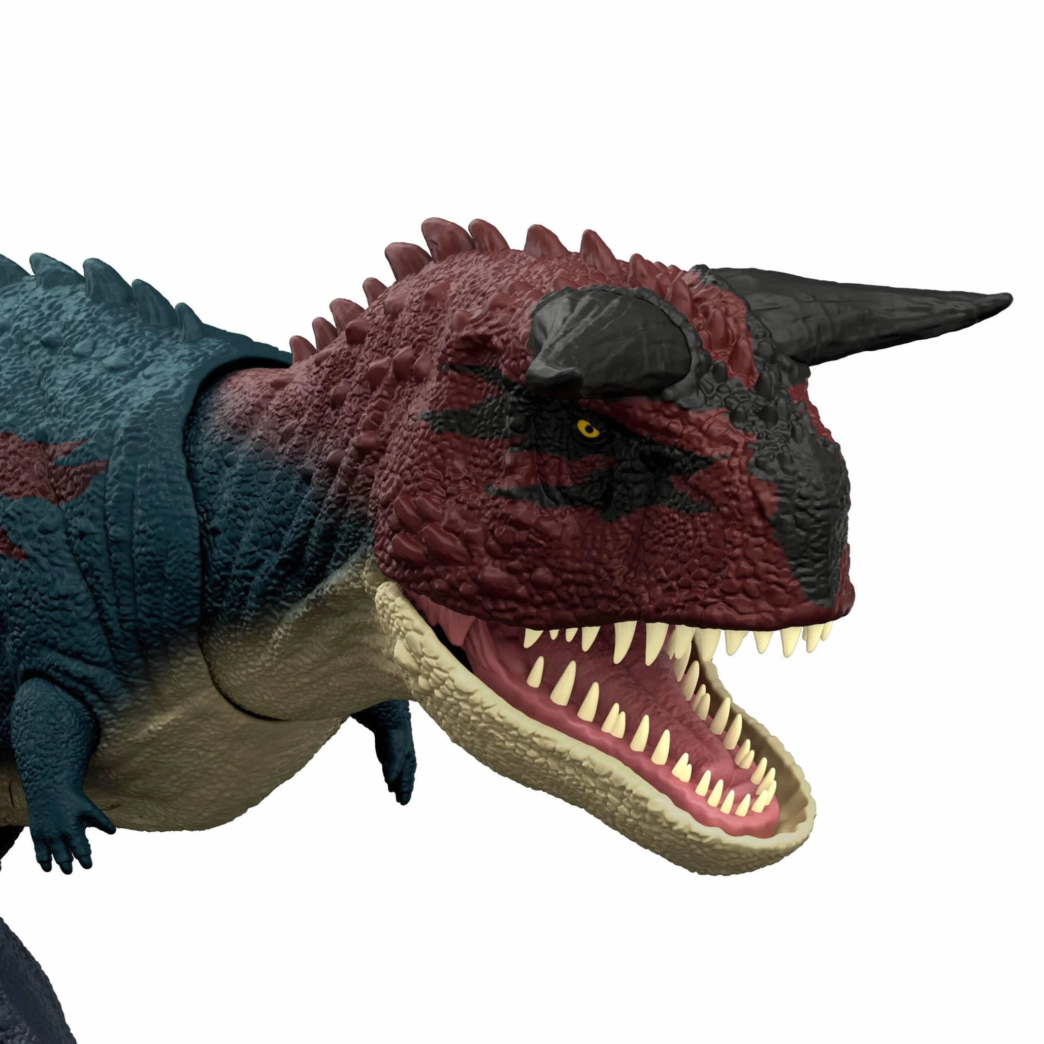 Mattel Jurassic World Corre y Devora Carnotauro, Figura de acción de Dinosaurio con Sonidos, JKG85