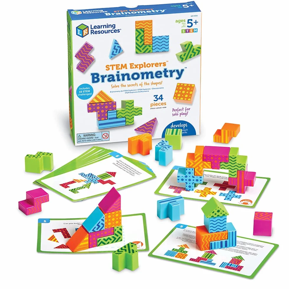 Learning Resources Brainometry – Juego Stem de Lógica y Construcción para Niños 5+ Años – 24 Piezas y 10 Tarjetas de Retos – Juguete Educativo para Pensamiento Crítico