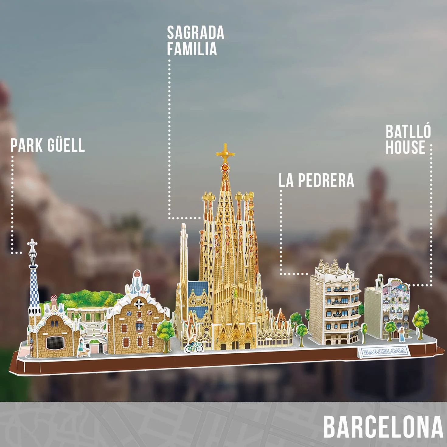 Puzzle 3D - Barcelona Cityline | Puzzle 3D Niños Y Adultos | Maquetas para Montar Y Construir | Puzzles 3D | Maquetas para Construir Adultos Y Niños | 186 Piezas | Regalo Niño 8 Años