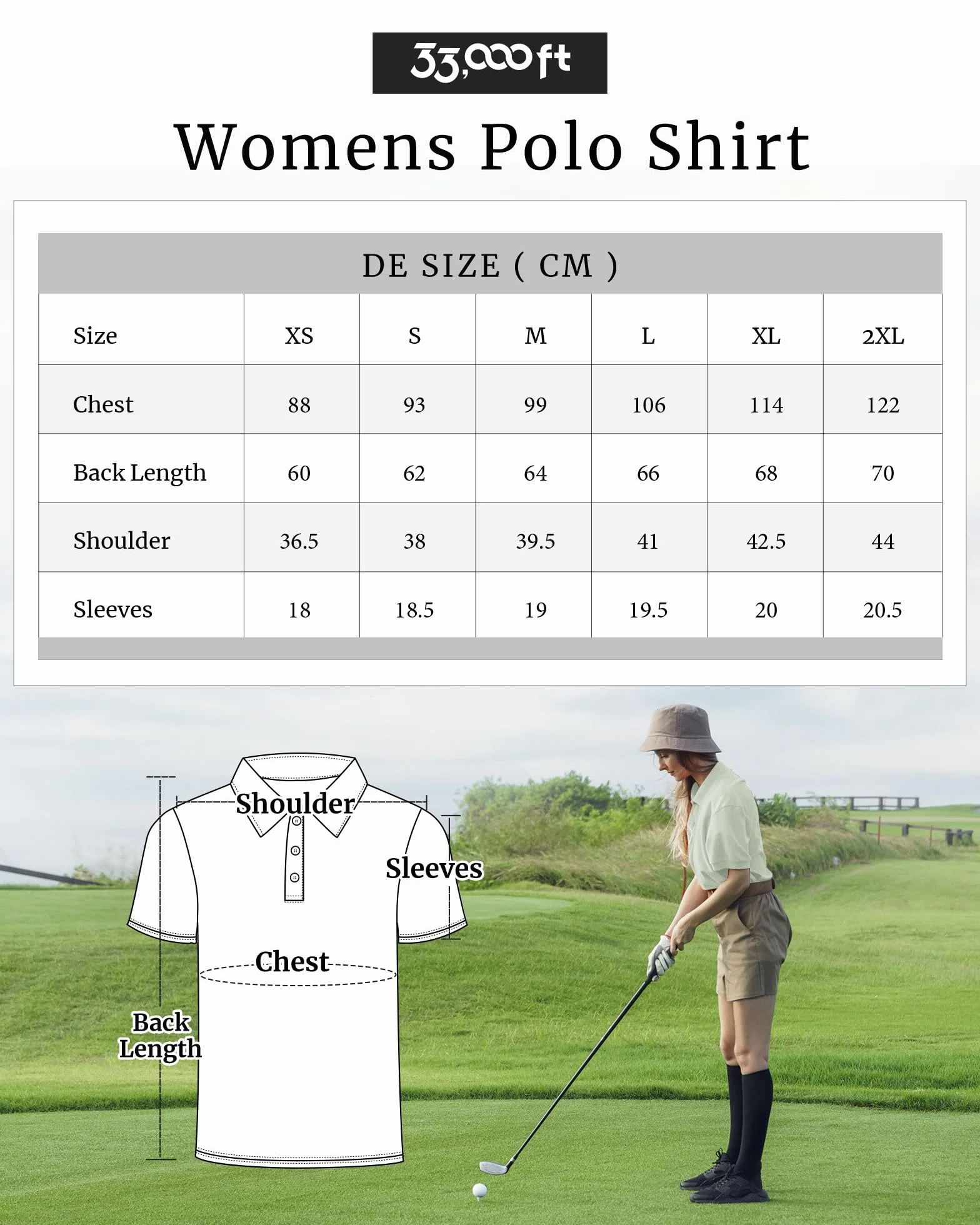 Polo de golf para mujer protección UV manga corta secado rápido transpirable