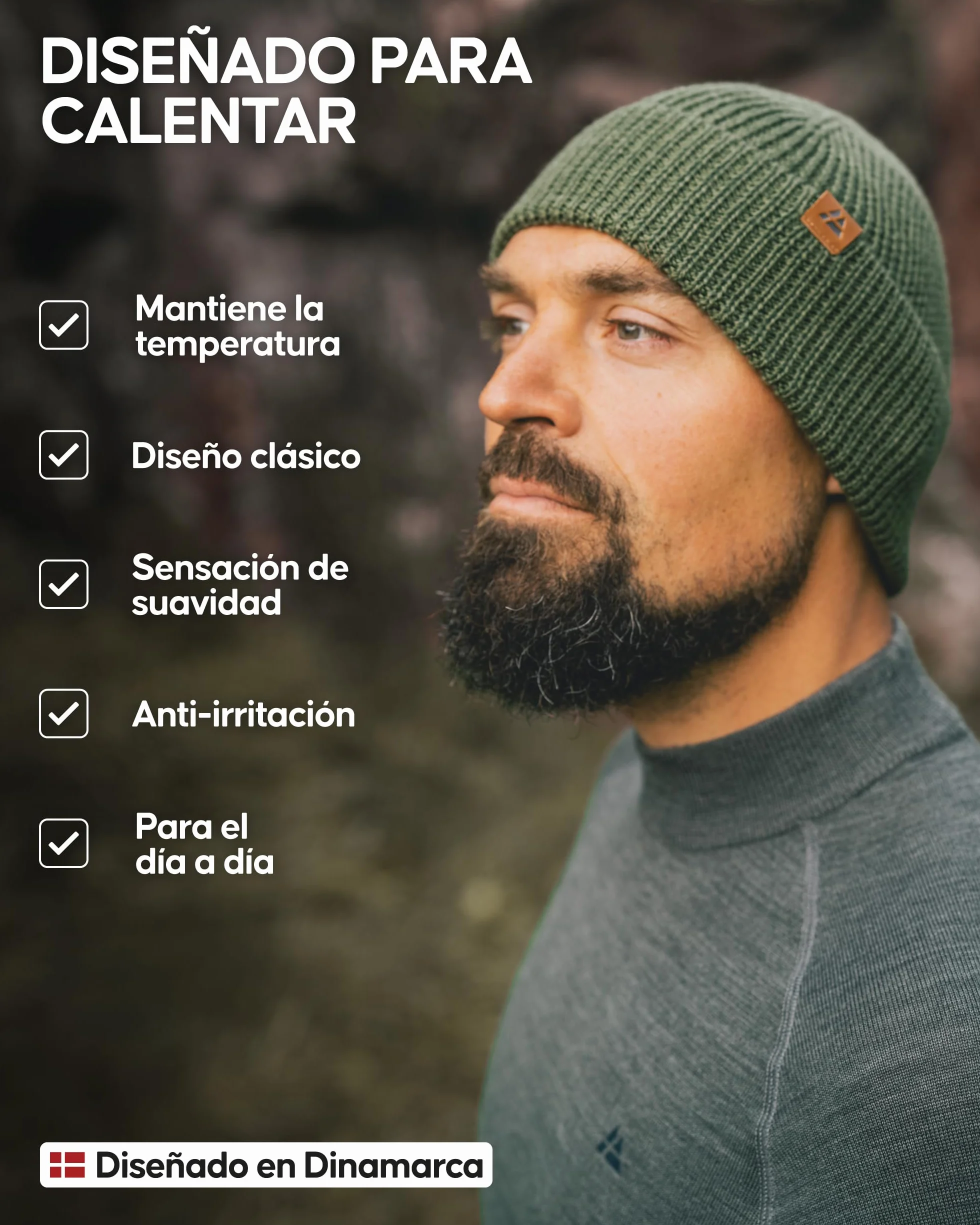 DANISH ENDURANCE Gorro Beanie Lana Merino Hombre Mujer Invierno Suave Elástico Materiales Reciclados
