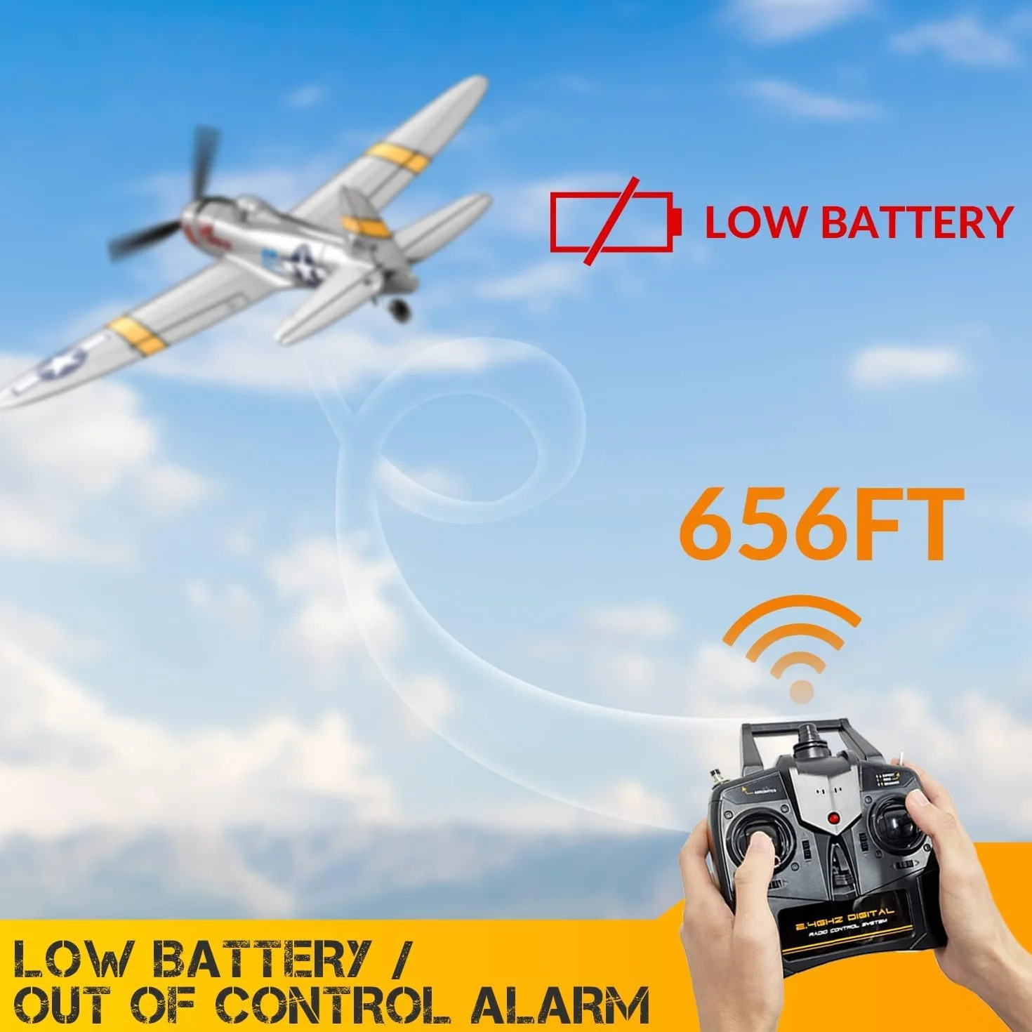 volantexrc P-47 Thunderbolt Avión RC - 4 Canales 2.4GHz RTF con Estabilización 6 Ejes, Modelo de Combate para Principiantes y Expertos (Listo para Volar)