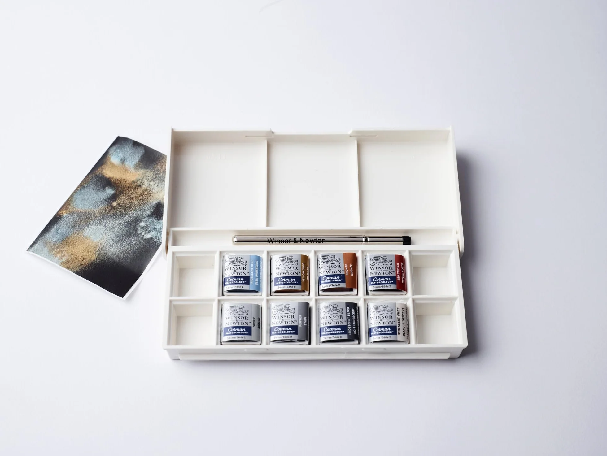 Winsor & Newton Acuarela Cotman Metallics - Set de 8 medio godets con colores metálicos