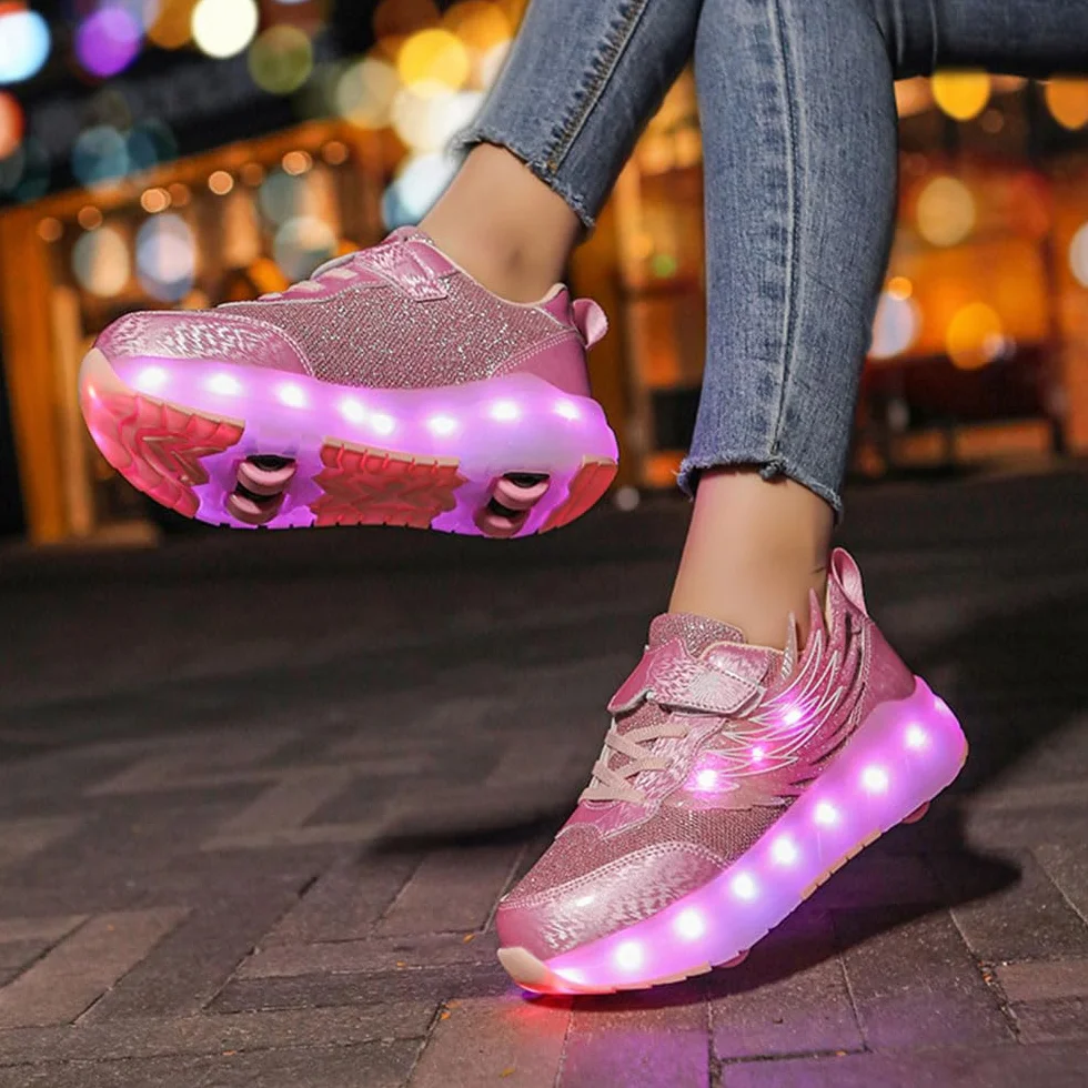 Zapatillas con Ruedas Niña Niño 30-40 EU Moda Transpirable Patines Verano Multifuncionales
